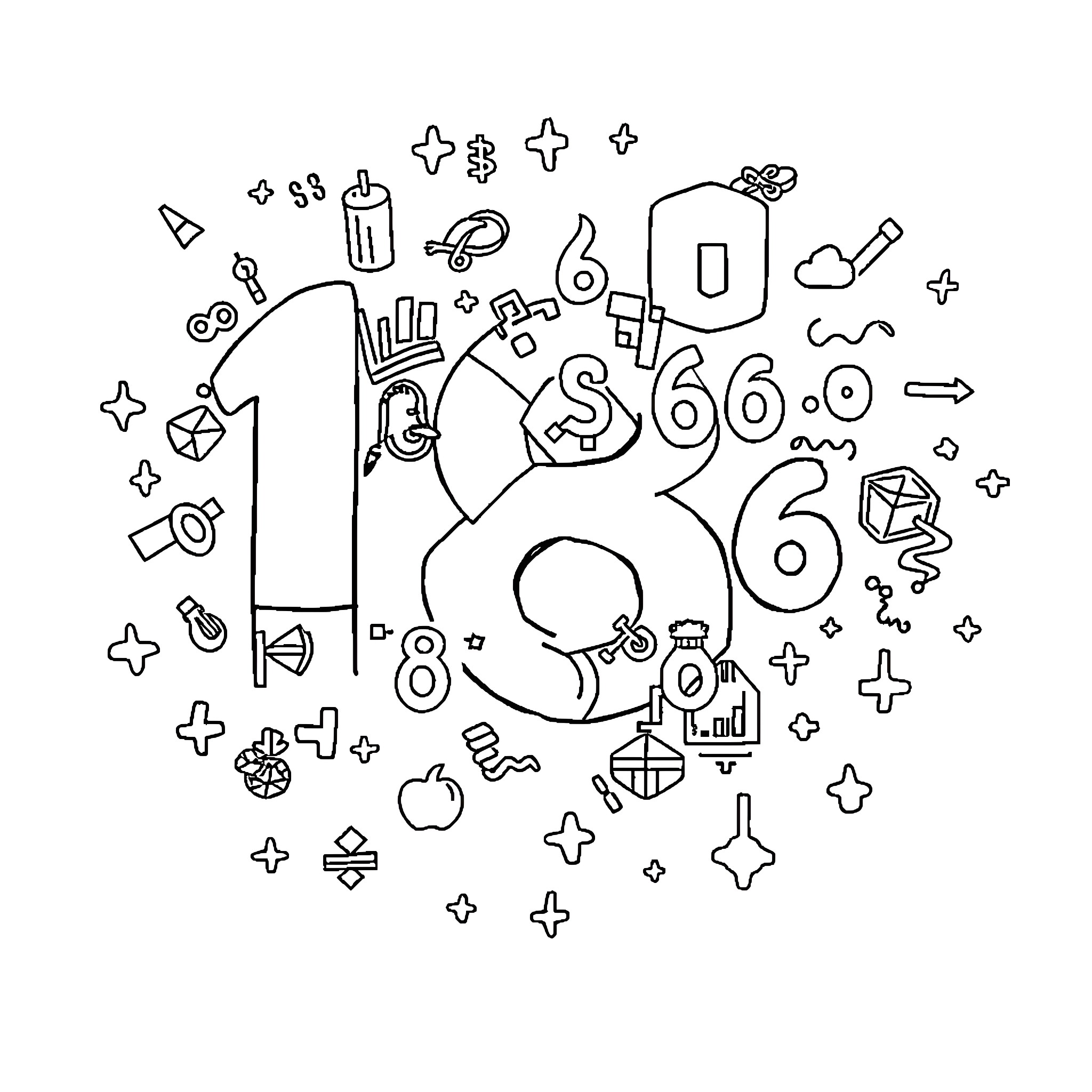 Mathematics in Playful Geometric Designs Coloring Page (free black-and-white line drawing printable PDF for all, from beginners to advanced learners, including children, teens, adults, and seniors)