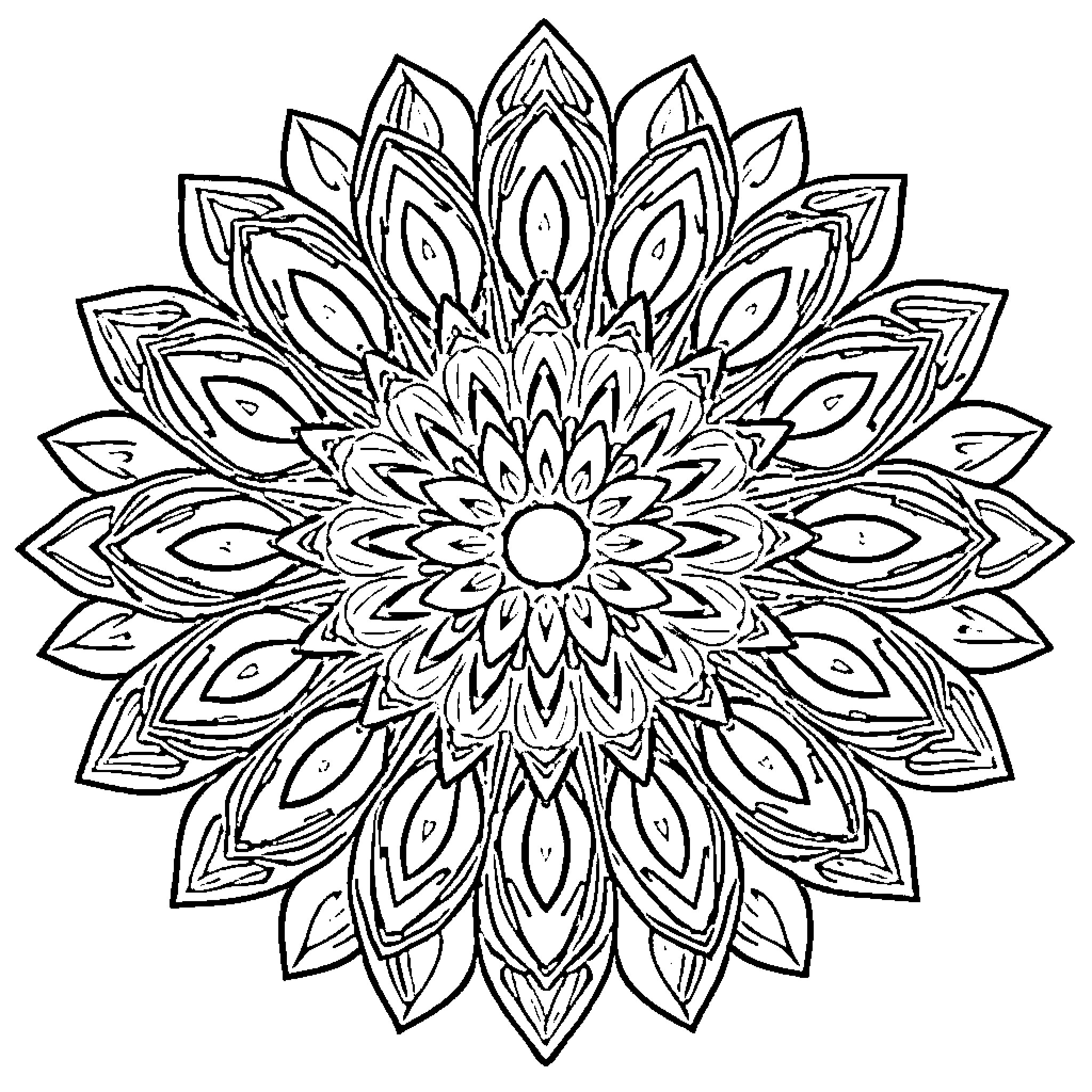 Floral intricate patterned mandala design Coloring Page (free black-and-white line drawing printable PDF for all, from beginners to advanced learners, including children, teens, adults, and seniors)