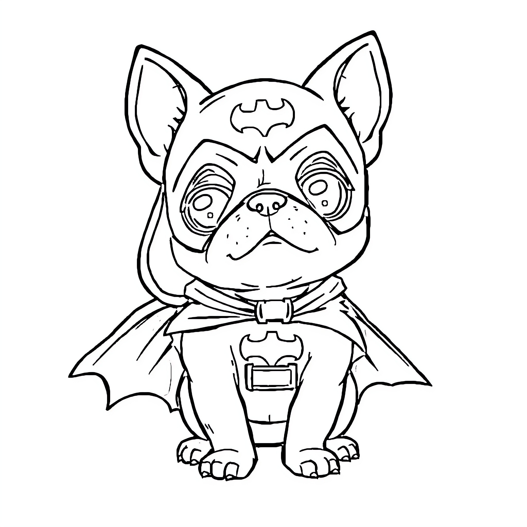 Dog dressed as a superhero Coloring Page (free black-and-white line drawing printable PDF for all, from beginners to advanced learners, including children, teens, adults, and seniors)