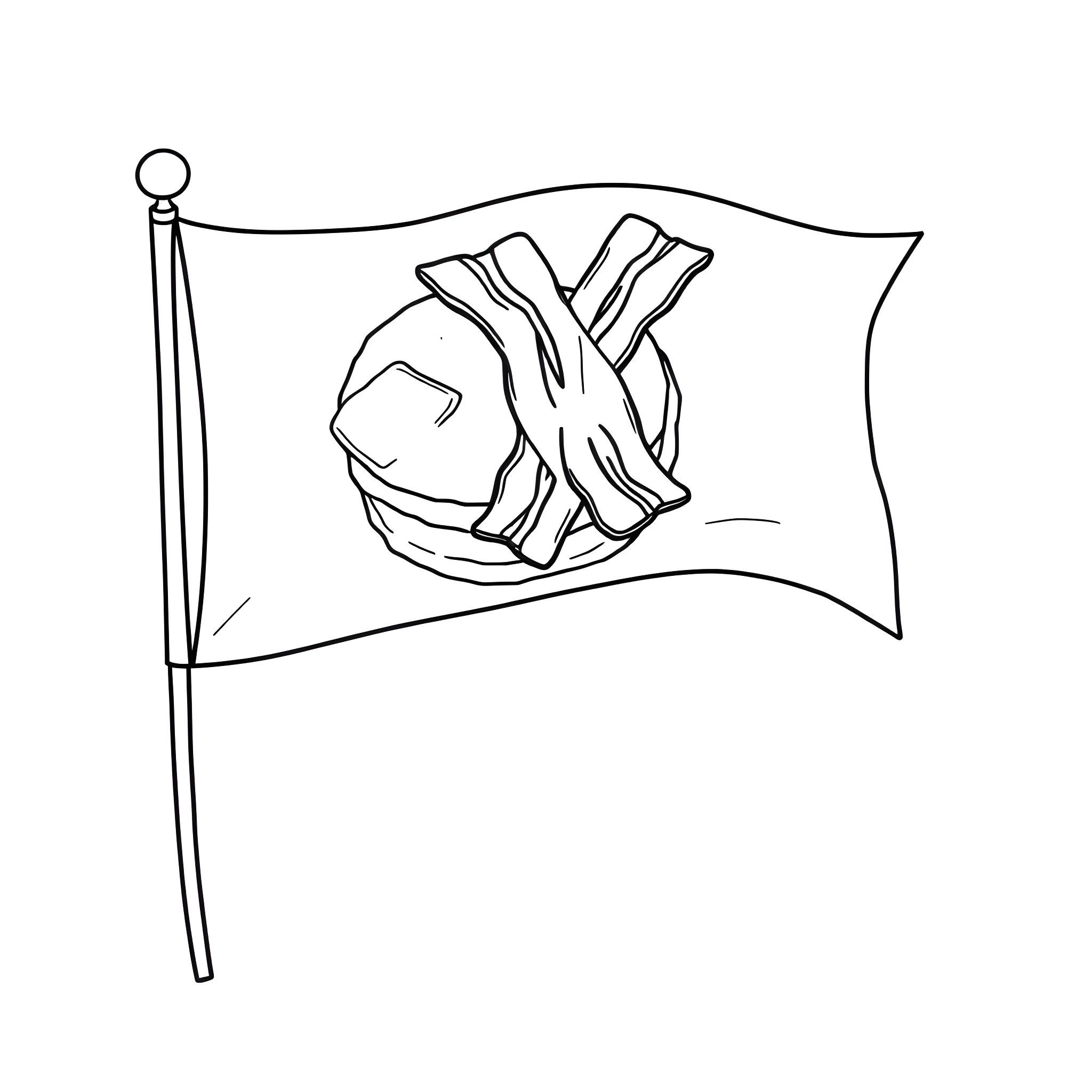 Flag with stylized hand gesture Coloring Page (free black-and-white line drawing printable PDF for all, from beginners to advanced learners, including children, teens, adults, and seniors)