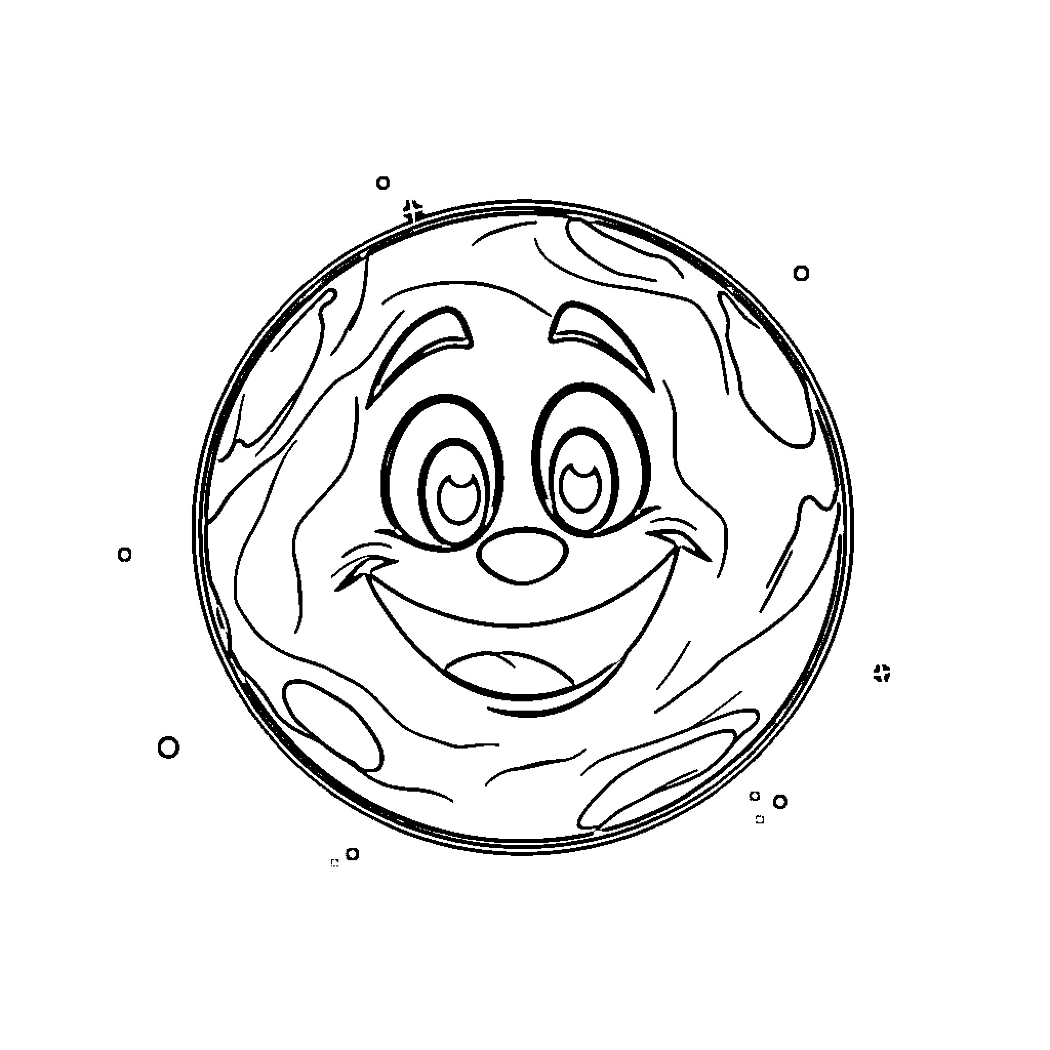 Mercury smiling with a friendly expression Coloring Page (free black-and-white line drawing printable PDF for all, from beginners to advanced learners, including children, teens, adults, and seniors)