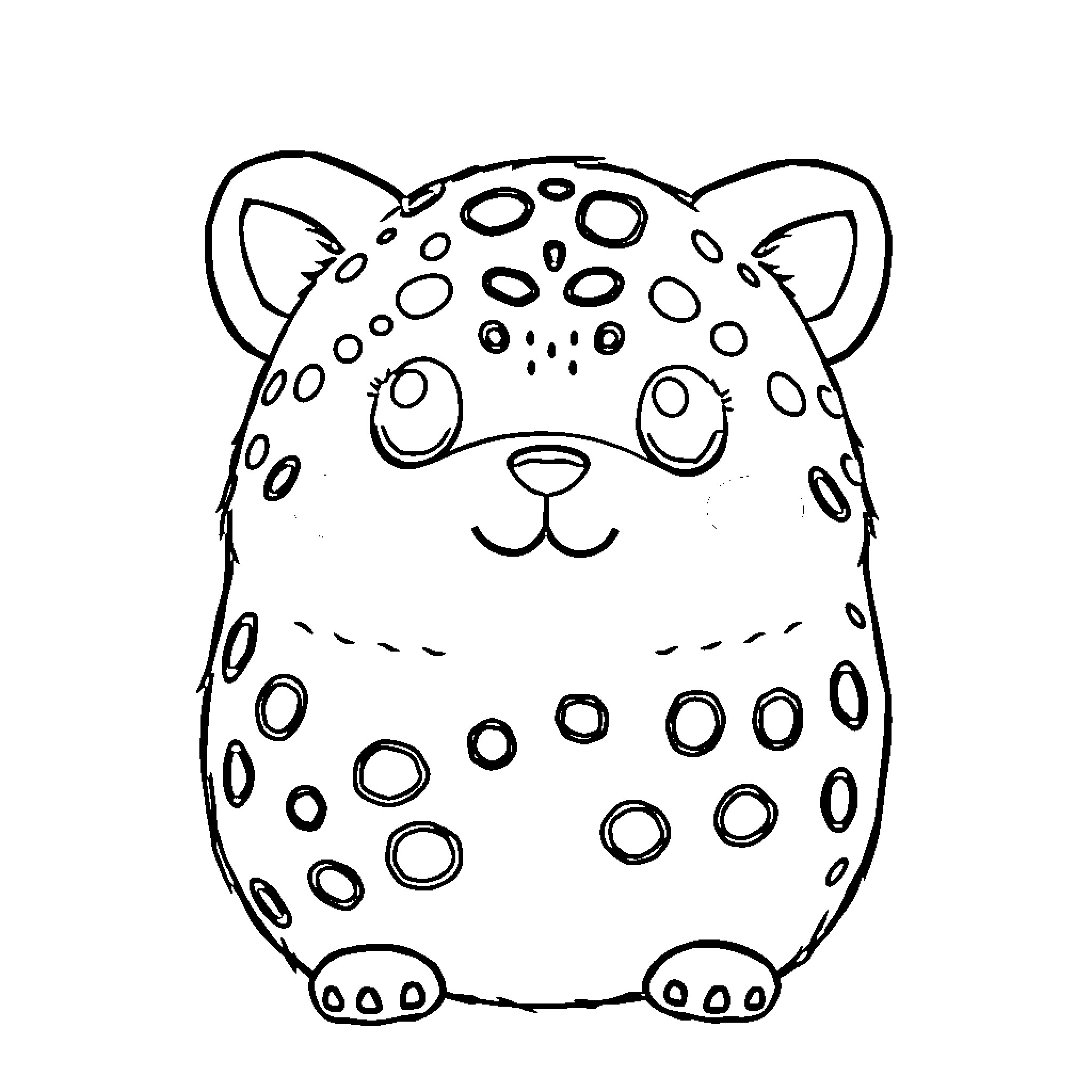 Leopard cub with playful expression Coloring Page (free black-and-white line drawing printable PDF for all, from beginners to advanced learners, including children, teens, adults, and seniors)