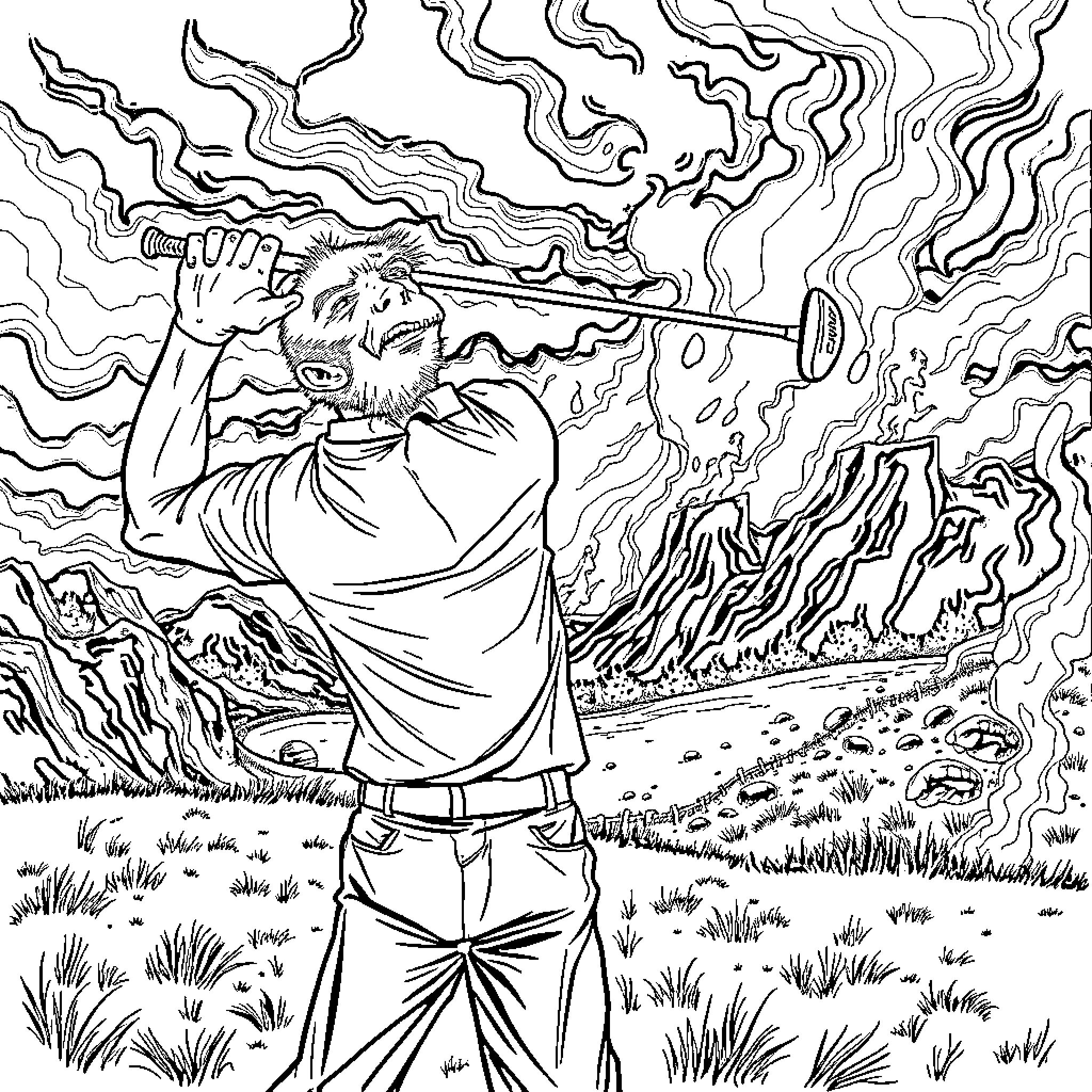 Henrik Larsson in an intense outdoor scene Coloring Page (free black-and-white line drawing printable PDF for all, from beginners to advanced learners, including children, teens, adults, and seniors)