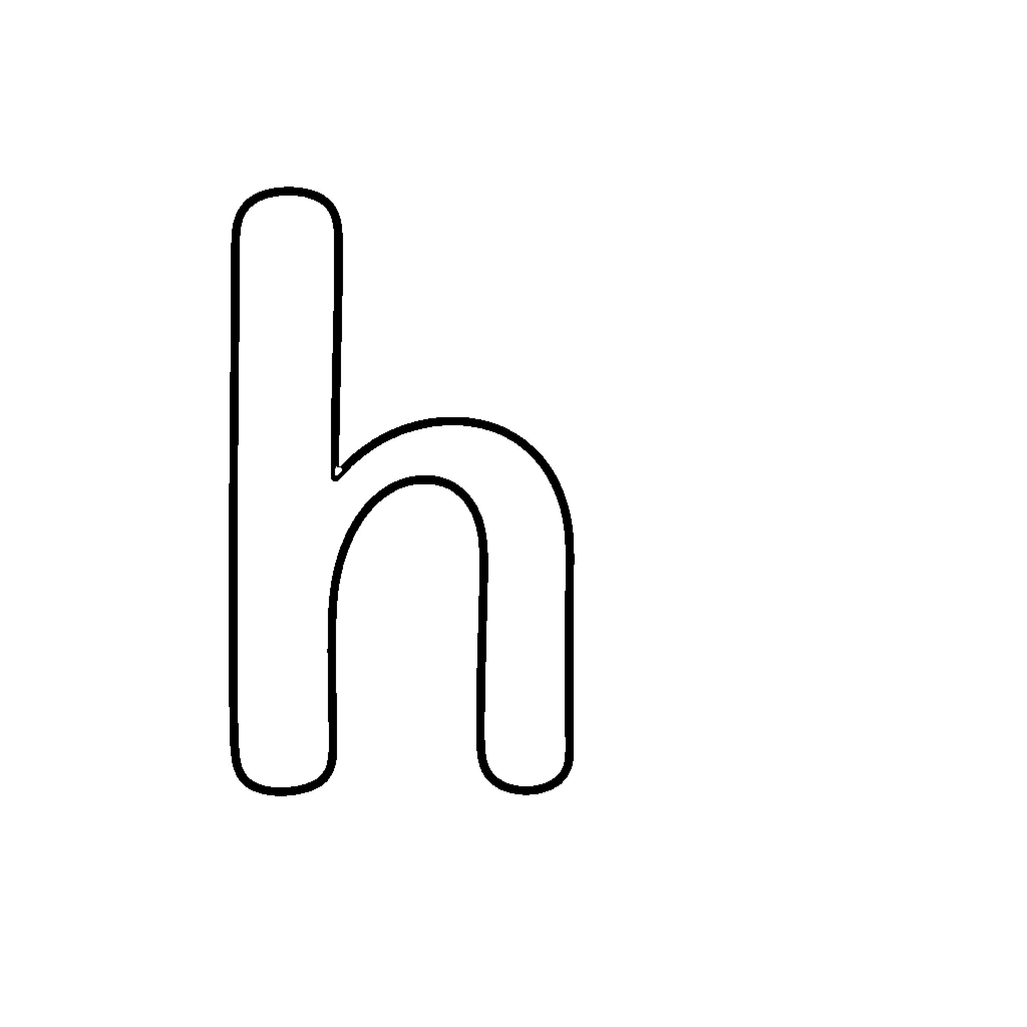Handwritten lowercase letter h Coloring Page (free black-and-white line drawing printable PDF for all, from beginners to advanced learners, including children, teens, adults, and seniors)