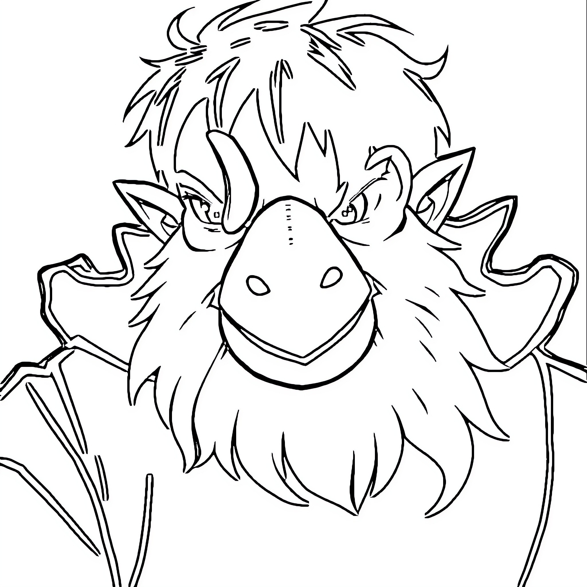 Character with wild and expressive hairstyle Coloring Page (free black-and-white line drawing printable PDF for all, from beginners to advanced learners, including children, teens, adults, and seniors)