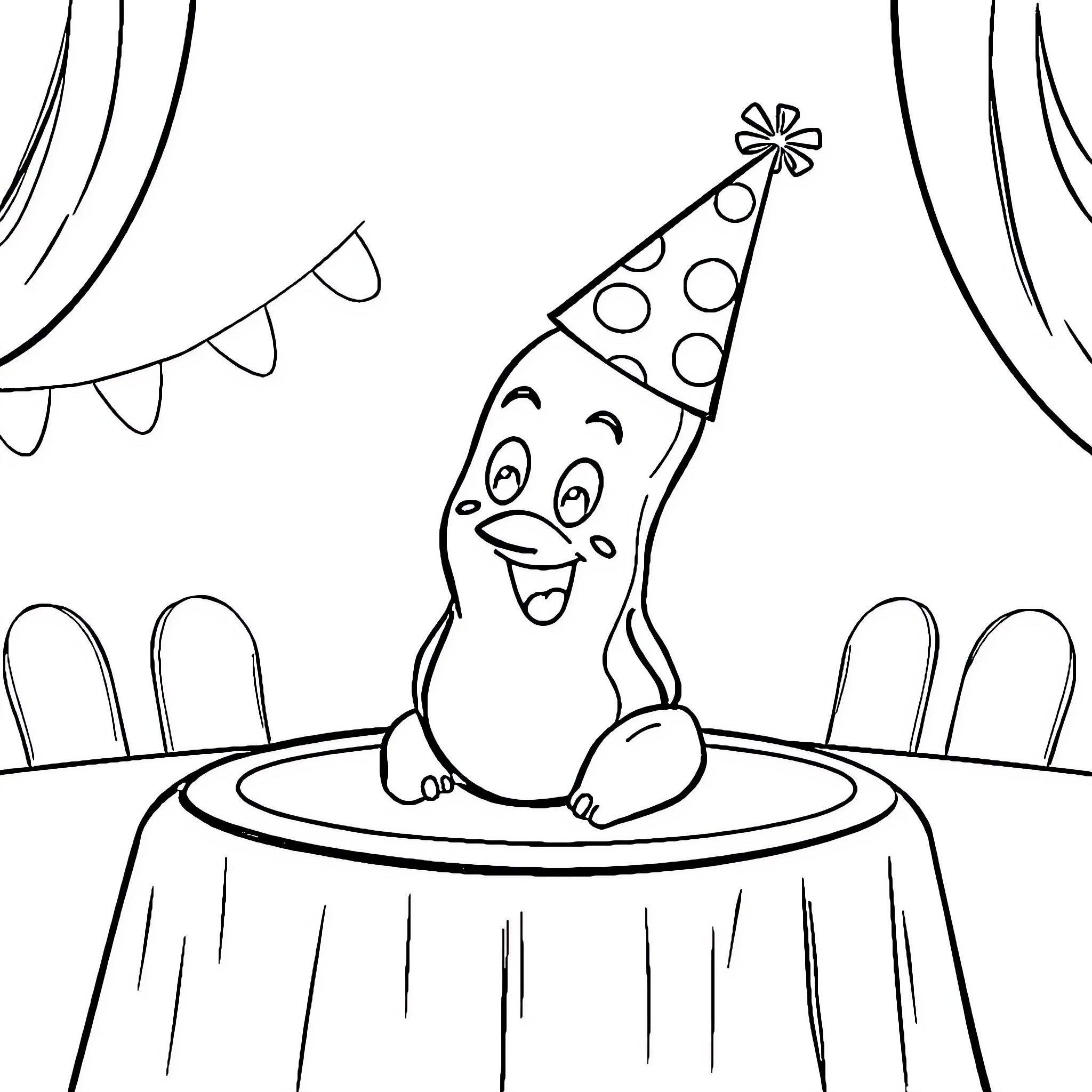 Bologna Party Festivities with a Cheerful Character Coloring Page (free black-and-white line drawing printable PDF for all, from beginners to advanced learners, including children, teens, adults, and seniors)
