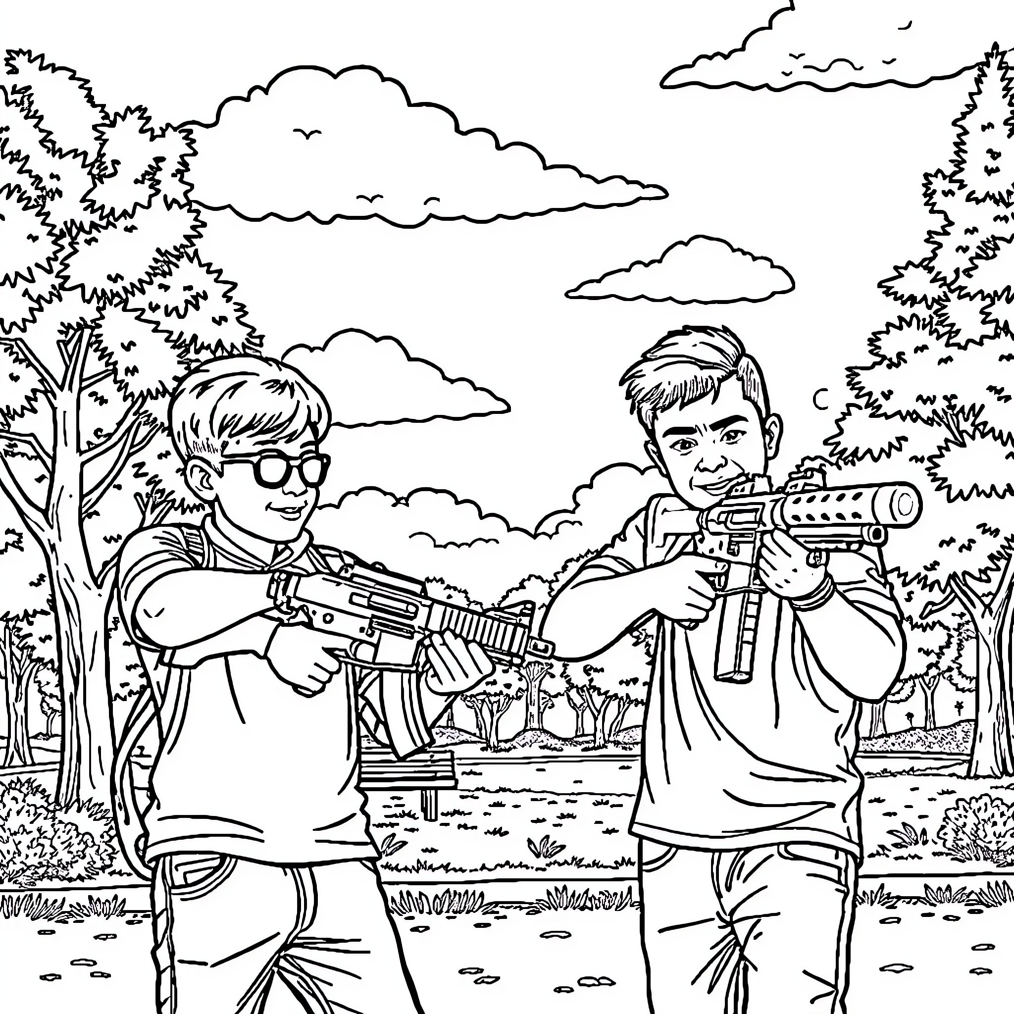 Gustavo Petro with supporters in outdoor setting Coloring Page (free black-and-white line drawing printable PDF for all, from beginners to advanced learners, including children, teens, adults, and seniors)