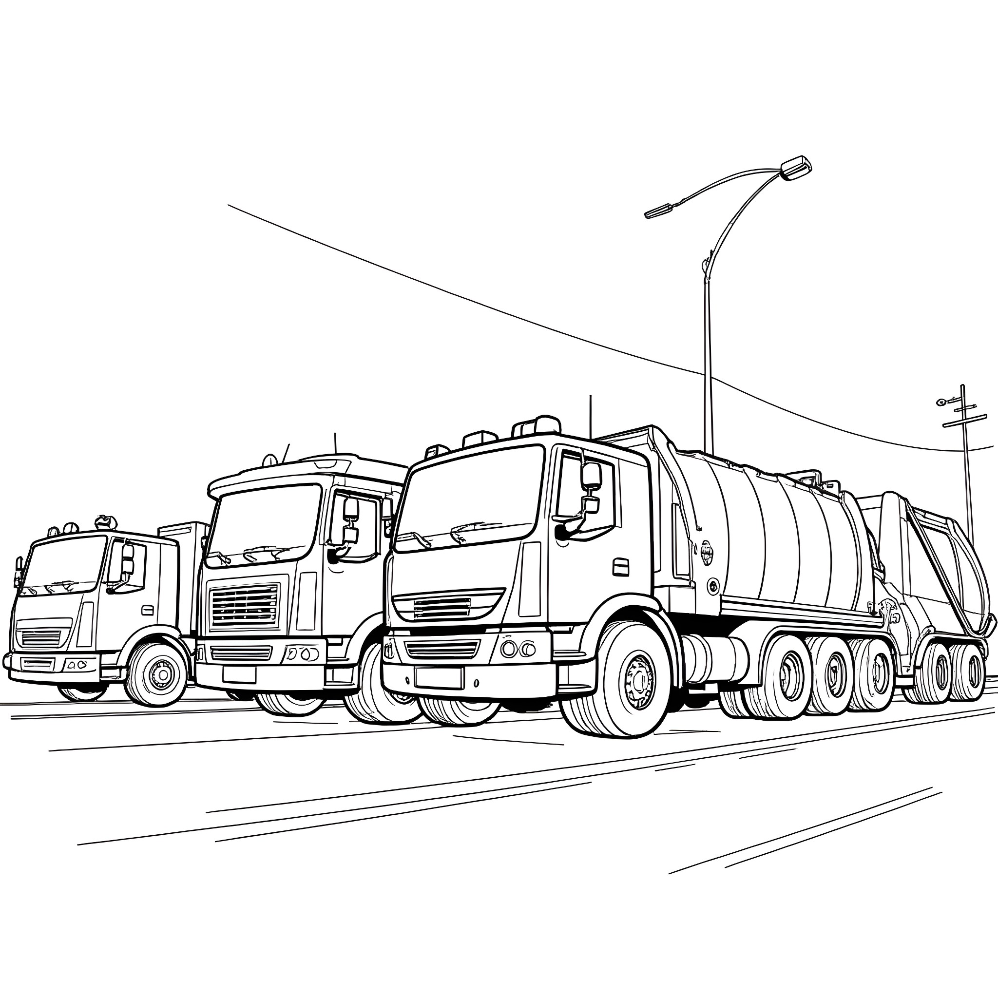 Truck transporting cargo on the road Coloring Page (free black-and-white line drawing printable PDF for all, from beginners to advanced learners, including children, teens, adults, and seniors)
