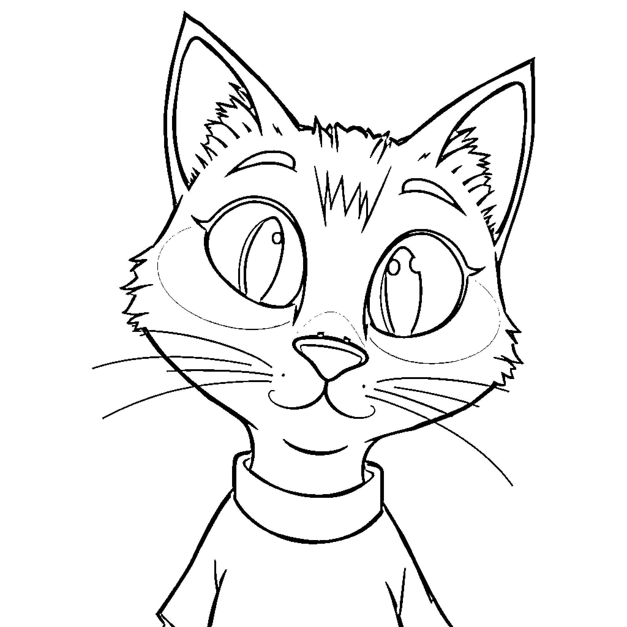 Pete the Cat's Happy Expression Coloring Page (free black-and-white line drawing printable PDF for all, from beginners to advanced learners, including children, teens, adults, and seniors)