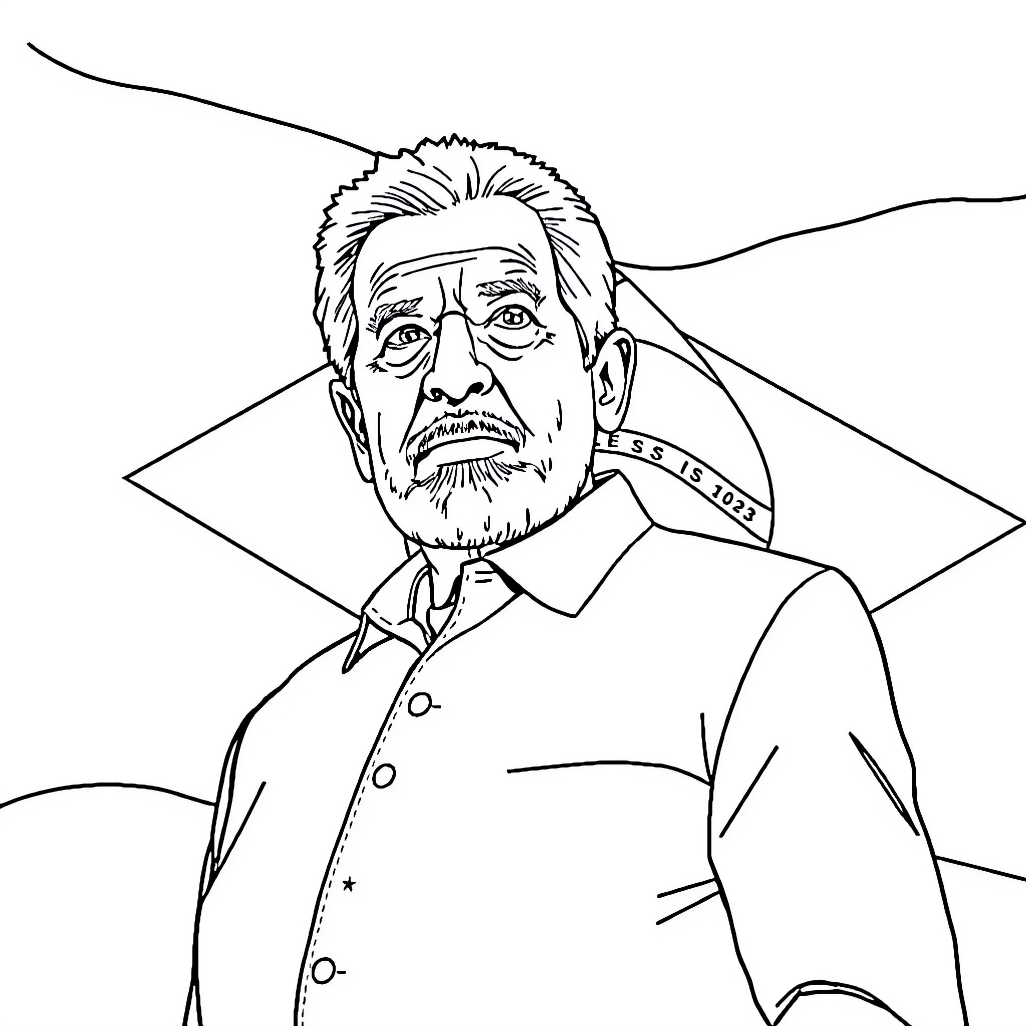 Lula's portrait with a serious expression Coloring Page (free black-and-white line drawing printable PDF for all, from beginners to advanced learners, including children, teens, adults, and seniors)
