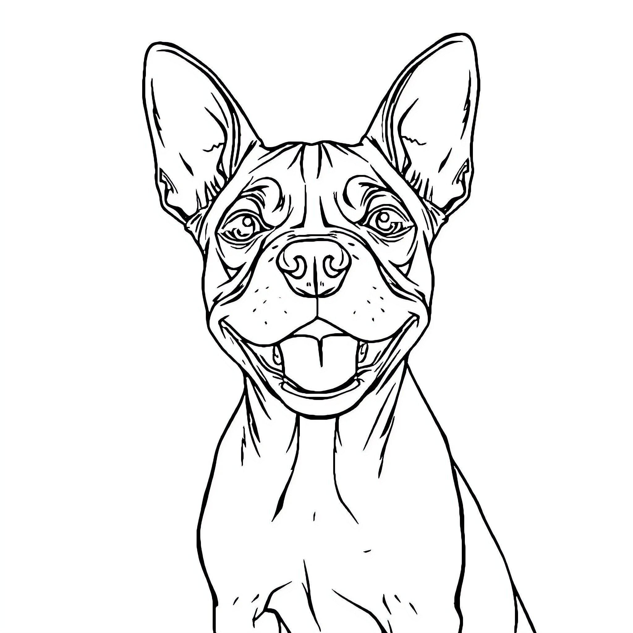 Dog with expressive eyes and happy expression Coloring Page (free black-and-white line drawing printable PDF for all, from beginners to advanced learners, including children, teens, adults, and seniors)