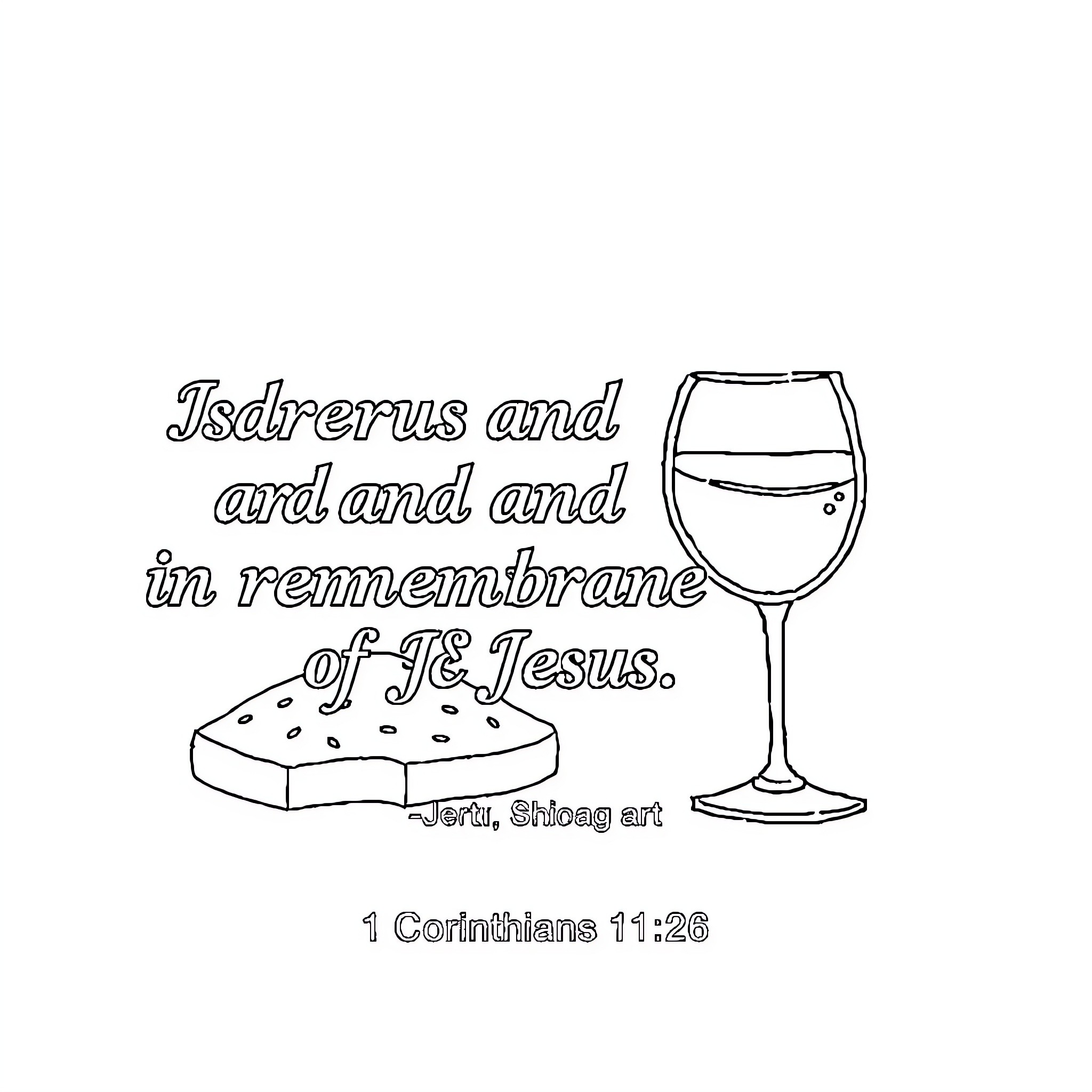 Corinthians remembrance of Jesus in communion Coloring Page (free black-and-white line drawing printable PDF for all, from beginners to advanced learners, including children, teens, adults, and seniors)