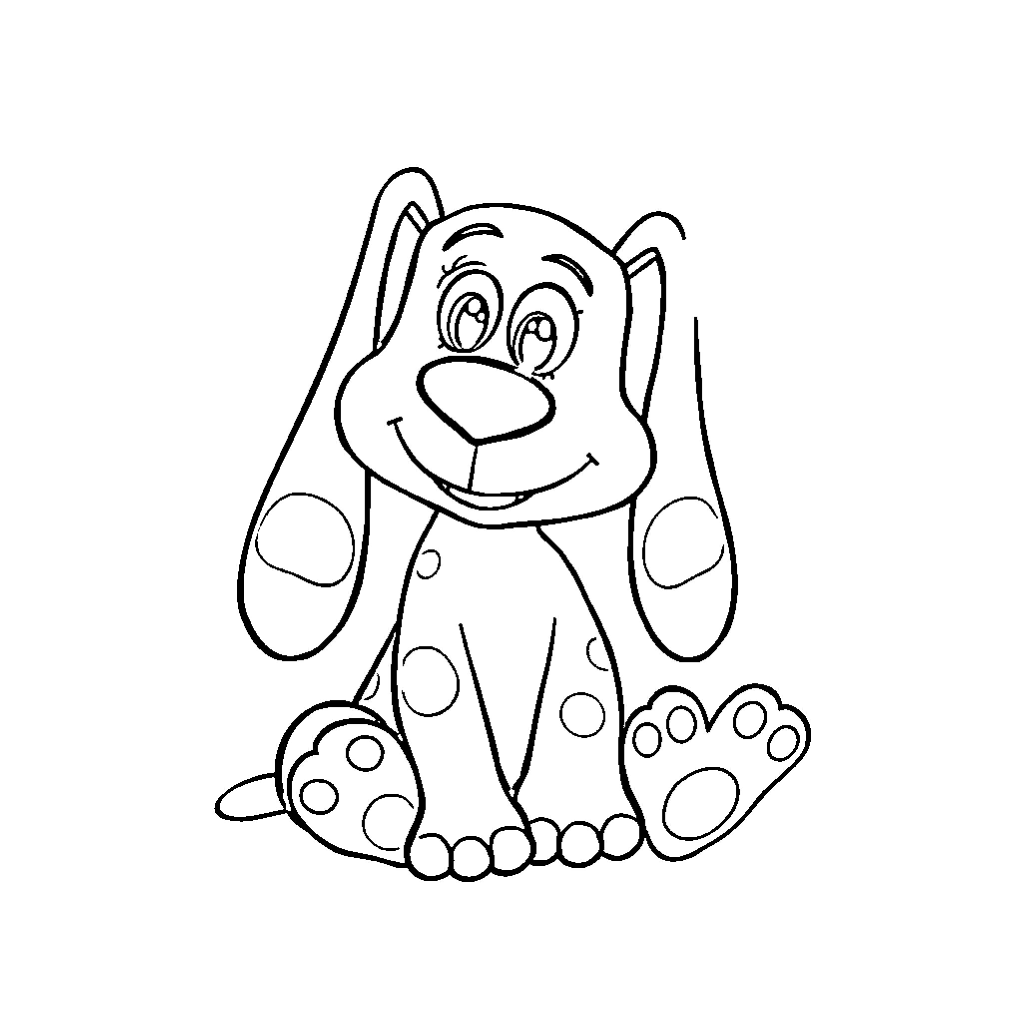 Blue Adorable Puppy's Playful Expressions Coloring Page (free black-and-white line drawing printable PDF for all, from beginners to advanced learners, including children, teens, adults, and seniors)