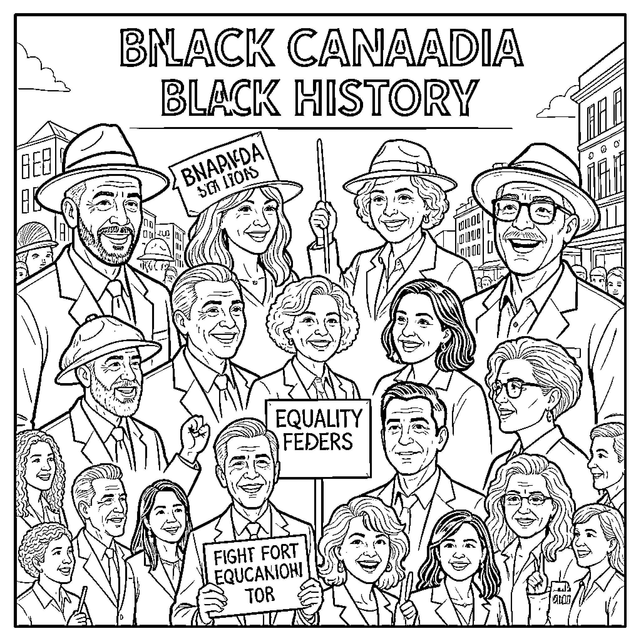 Leader fighting for equality and diversity in the community Coloring Page (free black-and-white line drawing printable PDF for all, from beginners to advanced learners, including children, teens, adults, and seniors)