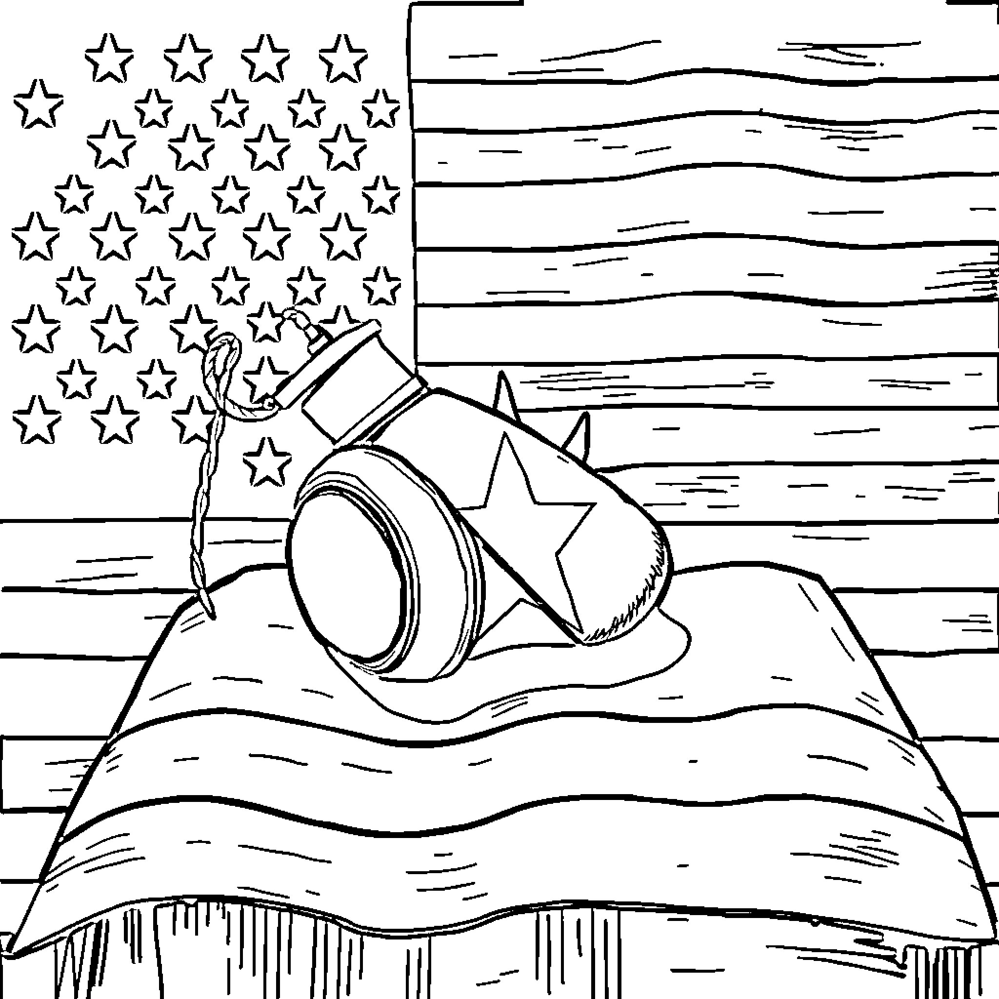 Flag-Inspired Patriotic Imagery Coloring Page (free black-and-white line drawing printable PDF for all, from beginners to advanced learners, including children, teens, adults, and seniors)