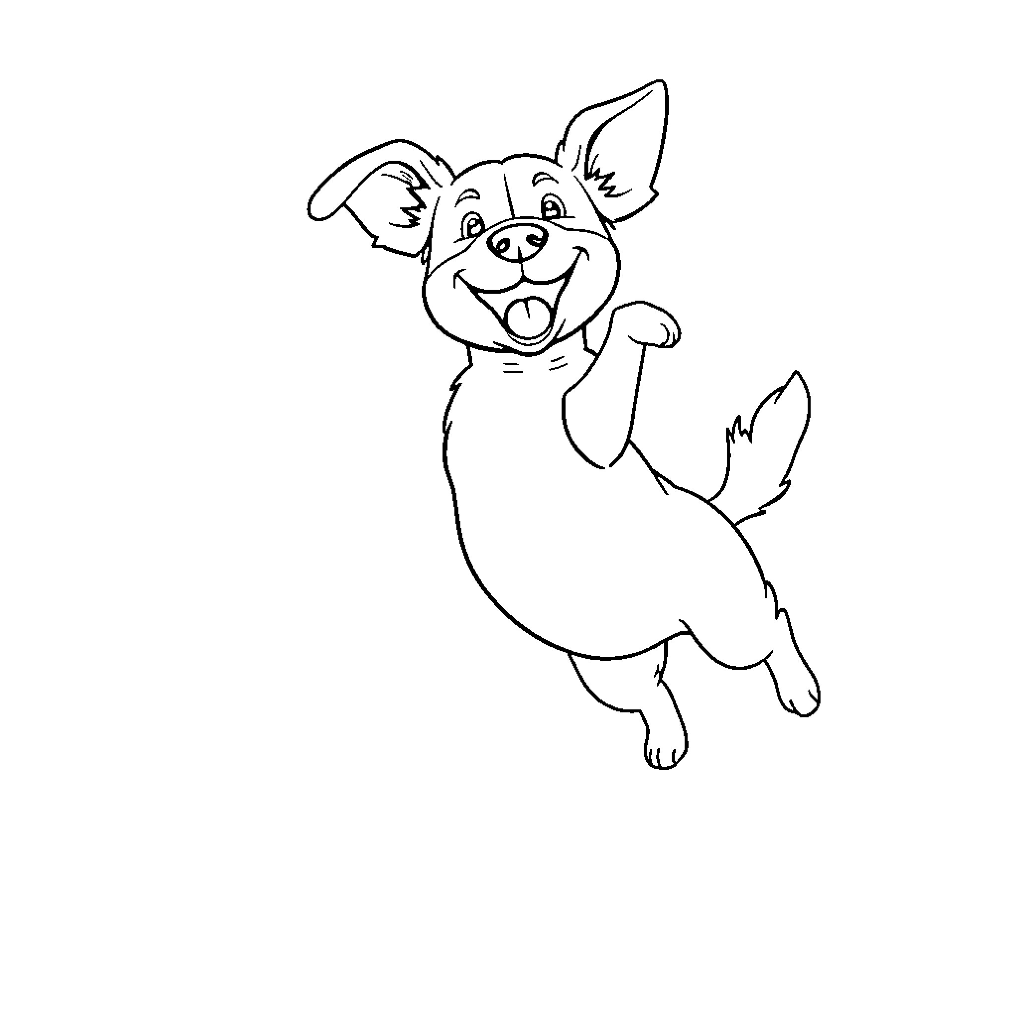 Dog jumping happily in a sketch Coloring Page (free black-and-white line drawing printable PDF for all, from beginners to advanced learners, including children, teens, adults, and seniors)