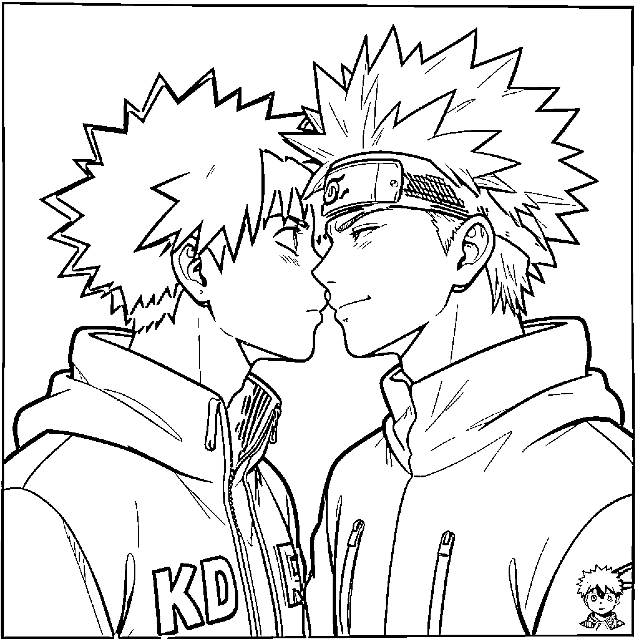 Deku's heroic determination and friendship Coloring Page (free black-and-white line drawing printable PDF for all, from beginners to advanced learners, including children, teens, adults, and seniors)