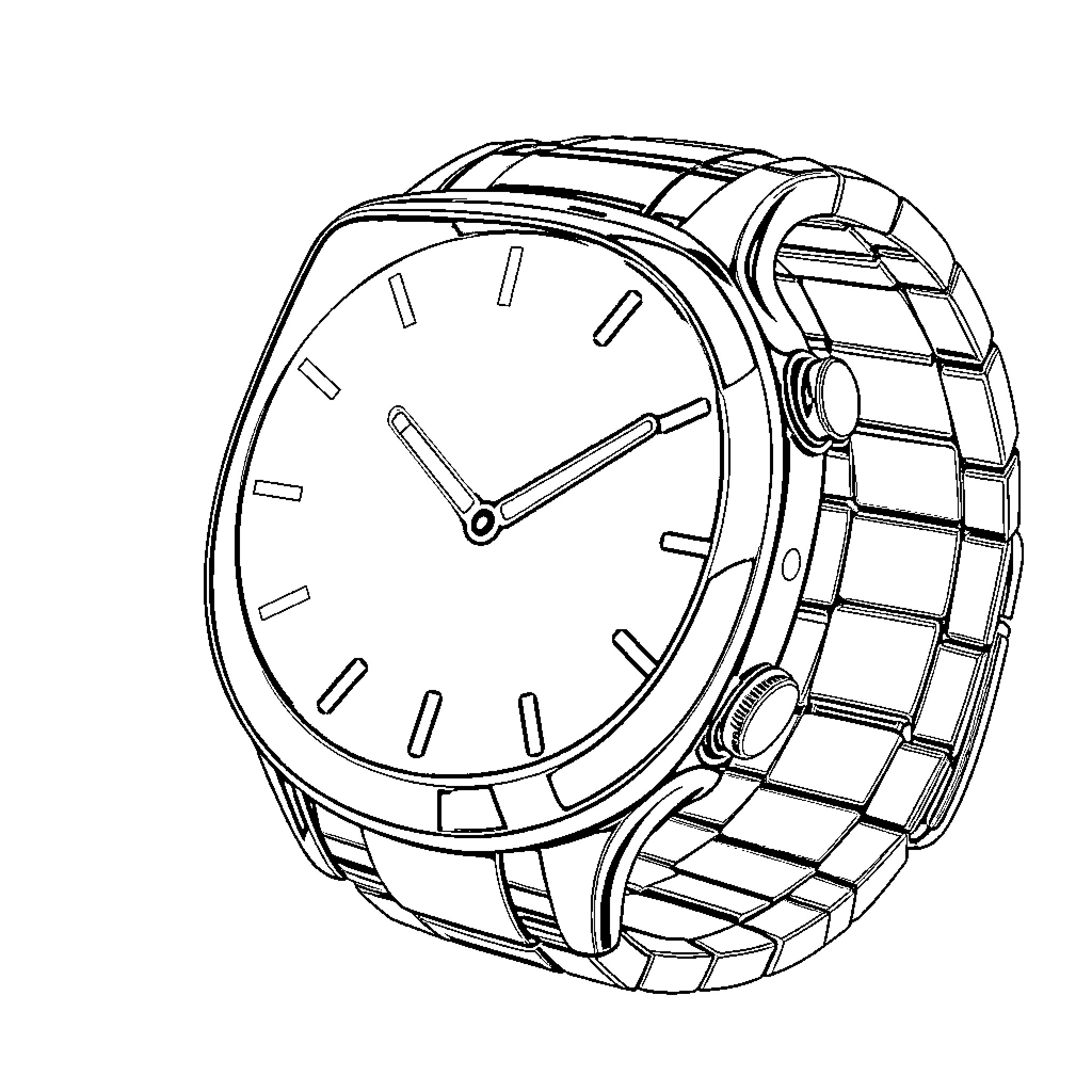 Smartwatch with elegant design Coloring Page (free black-and-white line drawing printable PDF for all, from beginners to advanced learners, including children, teens, adults, and seniors)