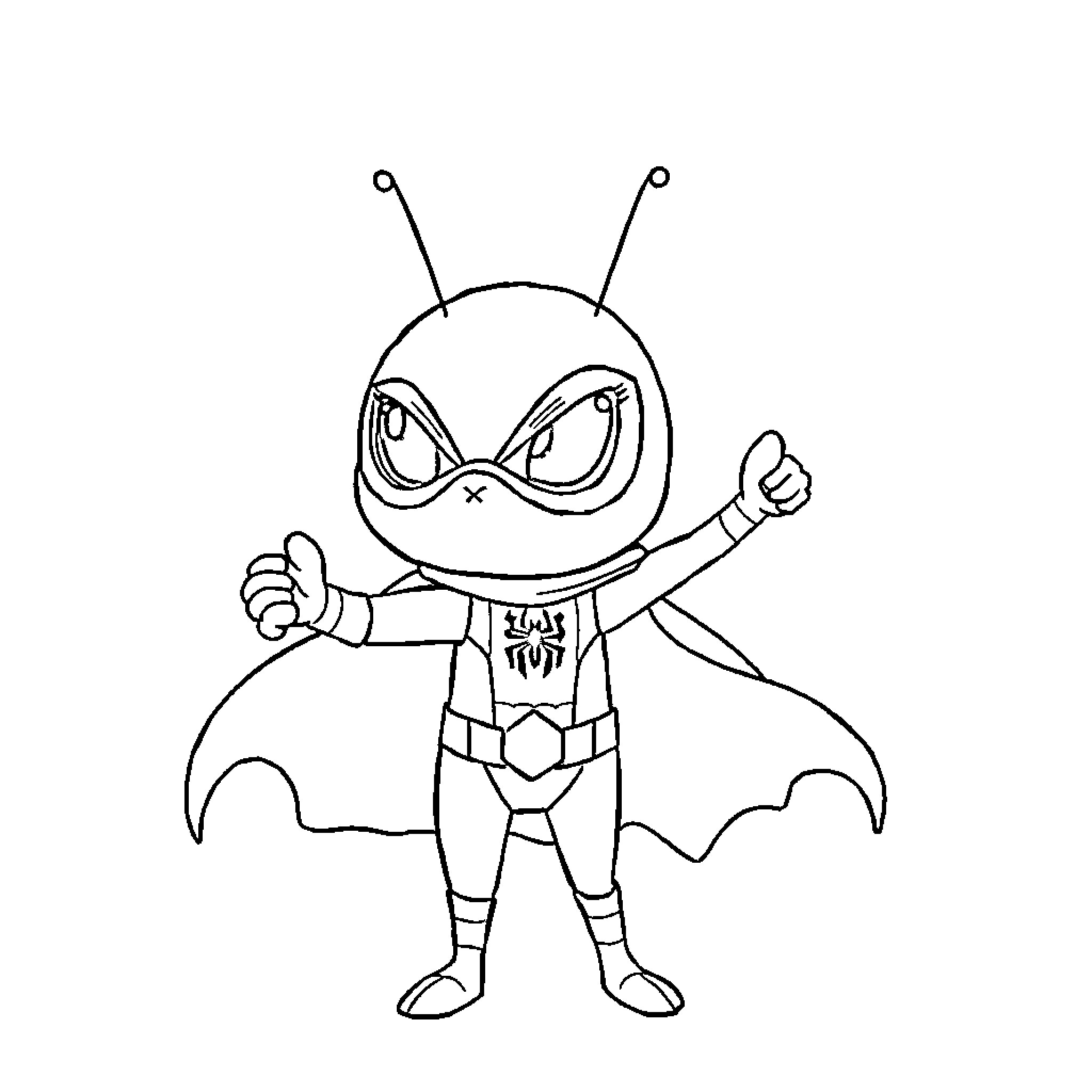 Paw Patrol superhero character in action pose Coloring Page (free black-and-white line drawing printable PDF for all, from beginners to advanced learners, including children, teens, adults, and seniors)