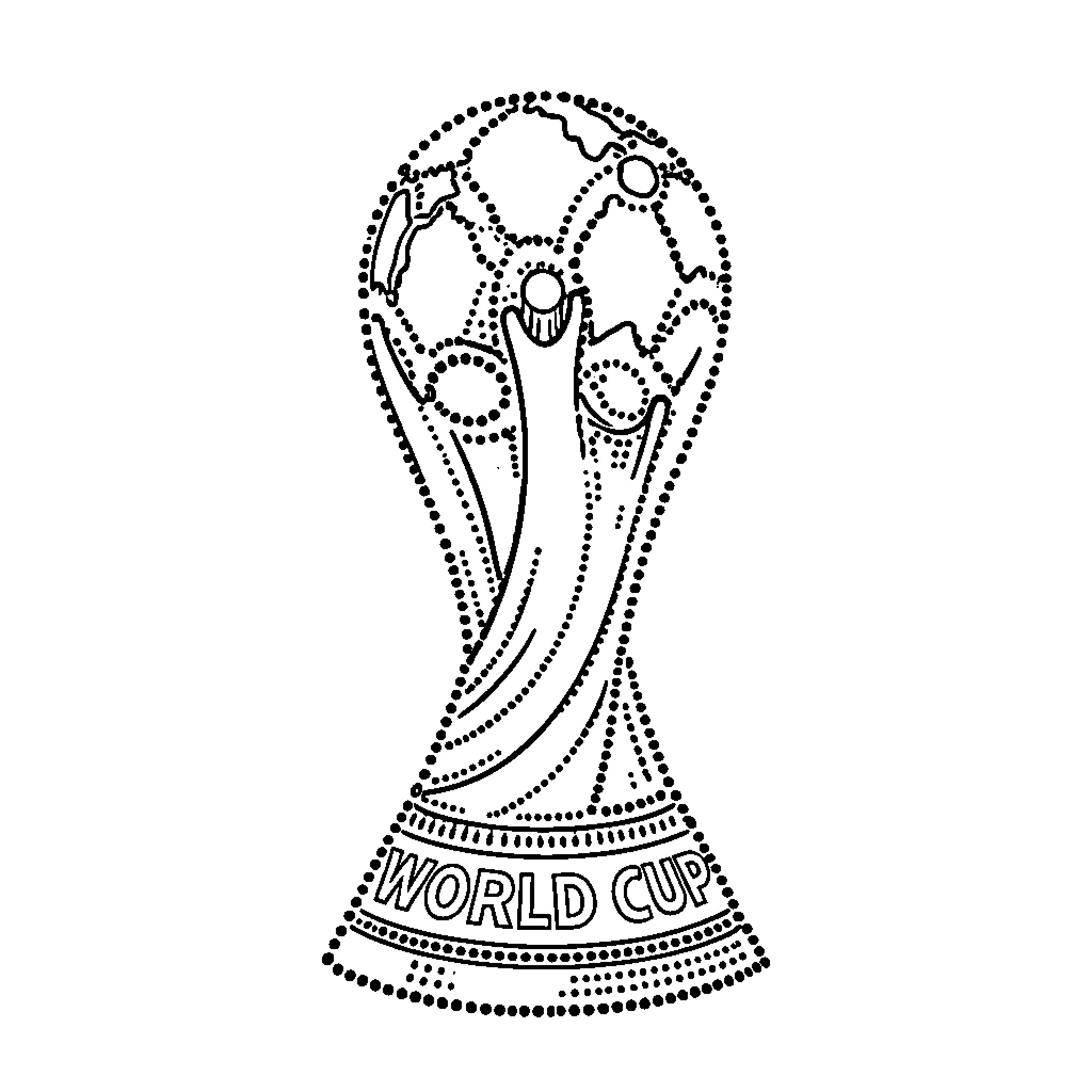 World Cup trophy standing as a symbol of victory Coloring Page (free black-and-white line drawing printable PDF for all, from beginners to advanced learners, including children, teens, adults, and seniors)