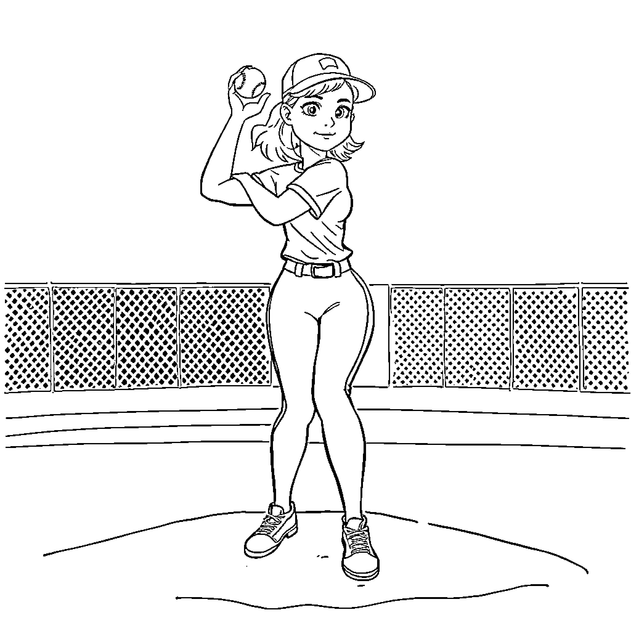 Ellen Adair Preparing to Participate in Sports Coloring Page (free black-and-white line drawing printable PDF for all, from beginners to advanced learners, including children, teens, adults, and seniors)
