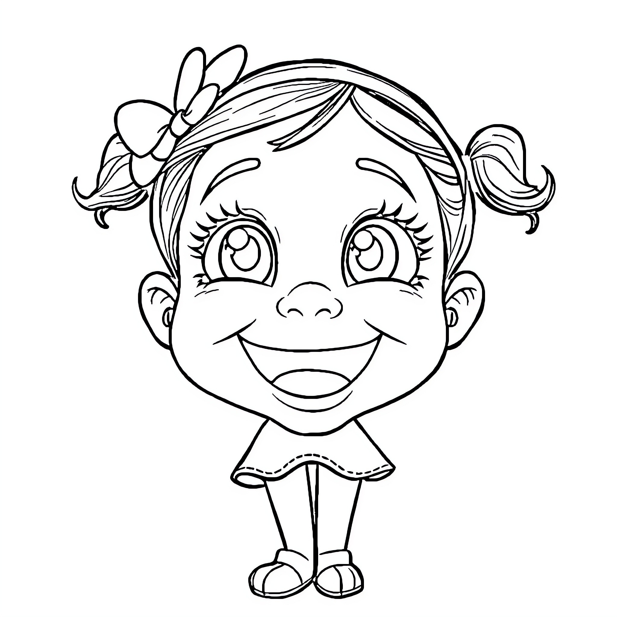 Titi's Joyful Smile and Playful Outfit Coloring Page (free black-and-white line drawing printable PDF for all, from beginners to advanced learners, including children, teens, adults, and seniors)