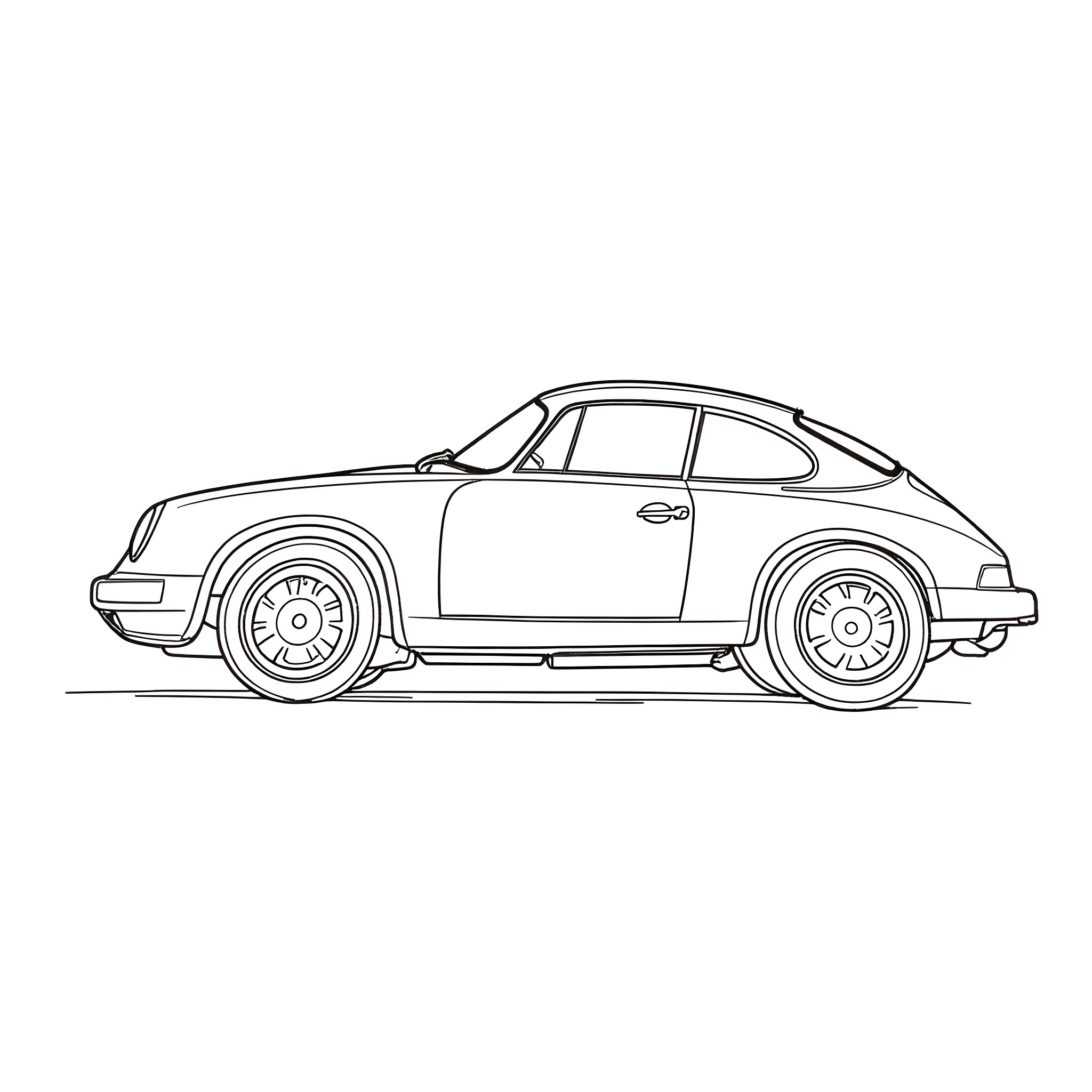 Racing Car in Action Coloring Page (free black-and-white line drawing printable PDF for all, from beginners to advanced learners, including children, teens, adults, and seniors)