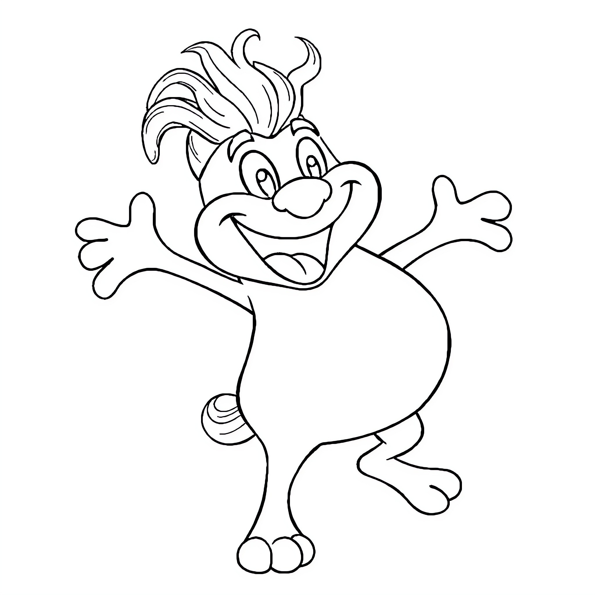 Gurton the joyful troll dancing with enthusiasm Coloring Page (free black-and-white line drawing printable PDF for all, from beginners to advanced learners, including children, teens, adults, and seniors)