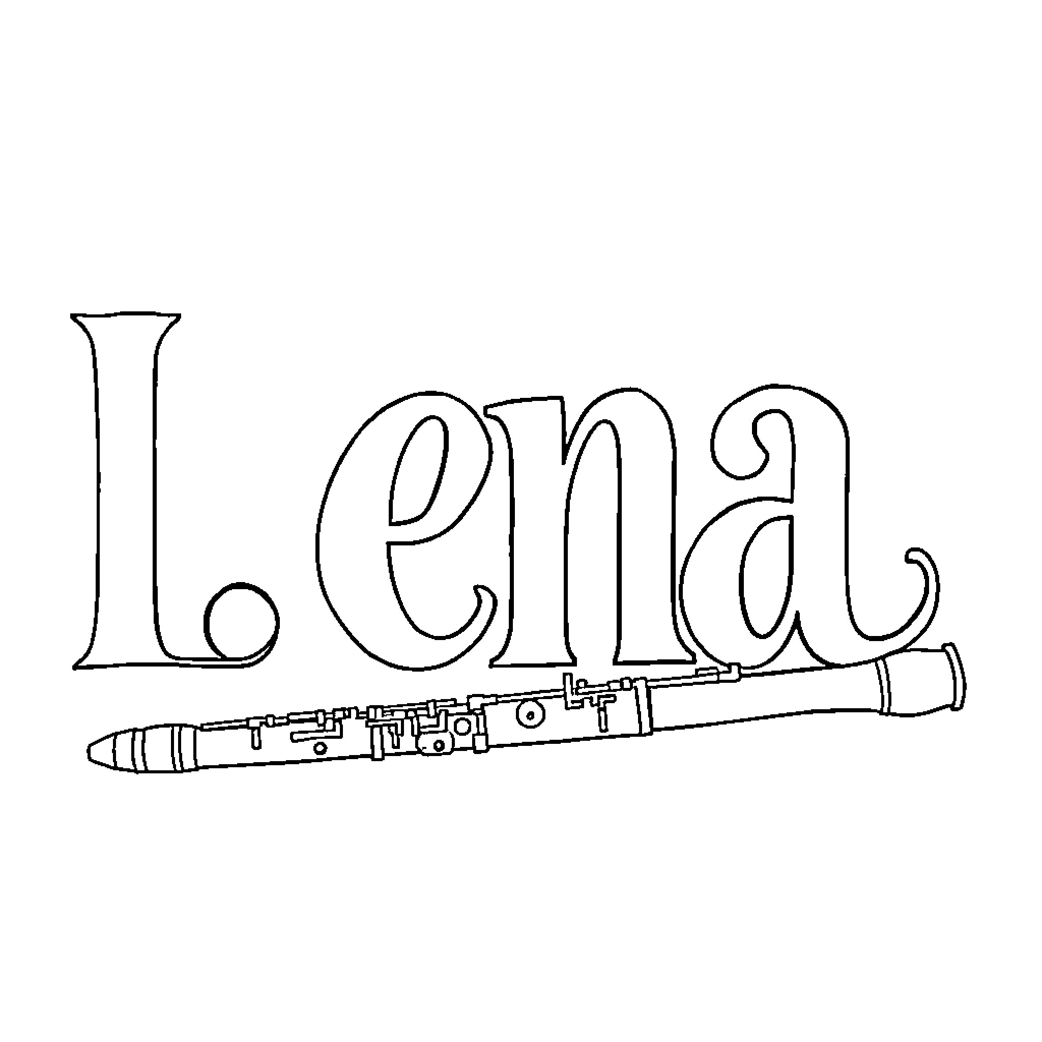 Léna playing with musical instrument Coloring Page (free black-and-white line drawing printable PDF for all, from beginners to advanced learners, including children, teens, adults, and seniors)