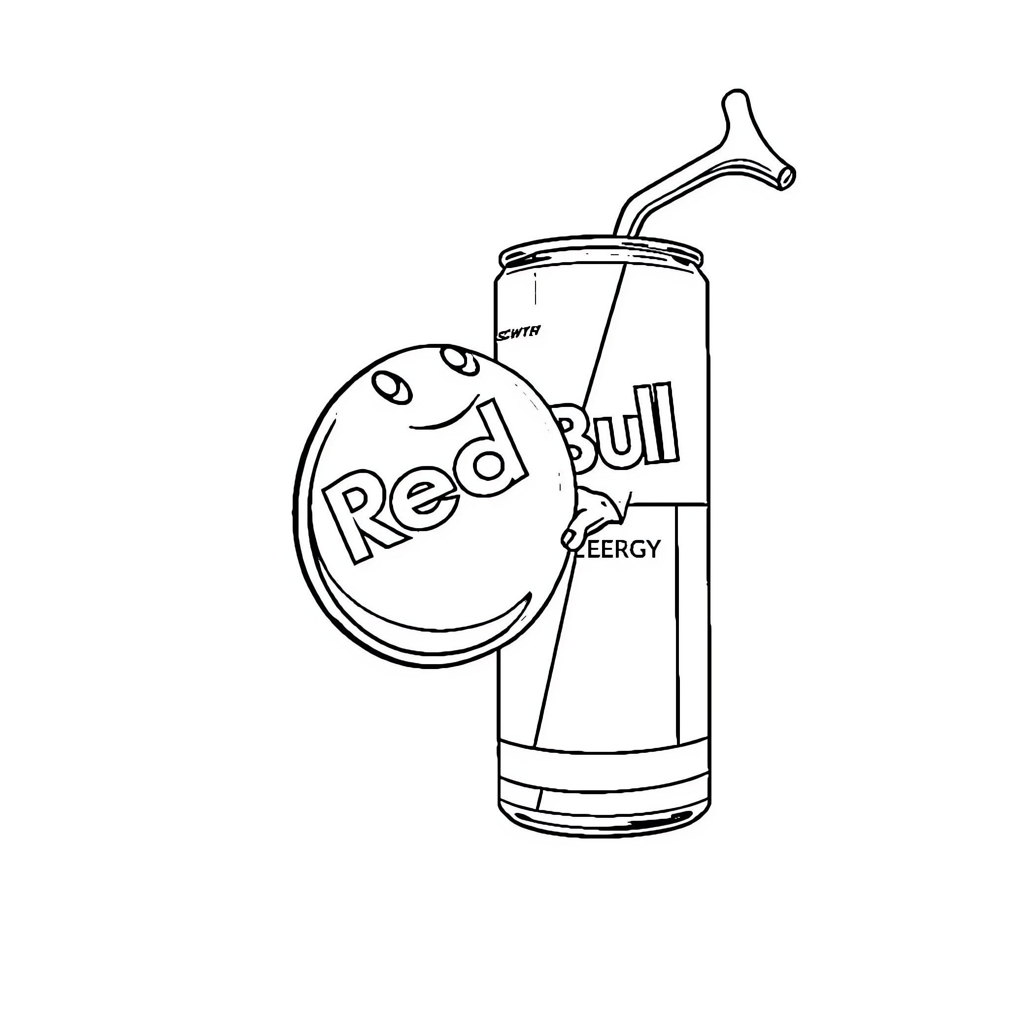 Skittle enjoying refreshing energy drink Coloring Page (free black-and-white line drawing printable PDF for all, from beginners to advanced learners, including children, teens, adults, and seniors)