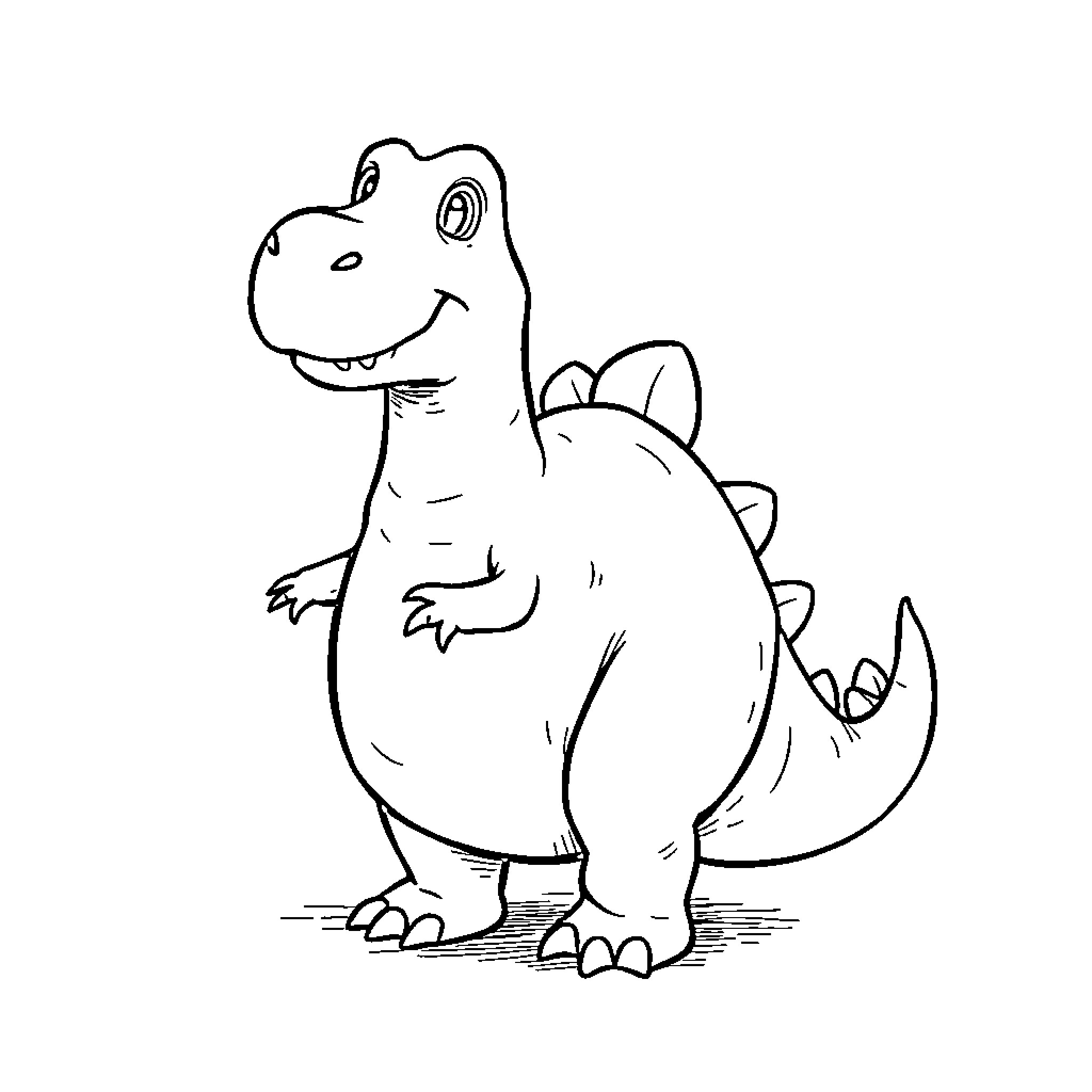 Dinosaur in a playful pose Coloring Page (free black-and-white line drawing printable PDF for all, from beginners to advanced learners, including children, teens, adults, and seniors)