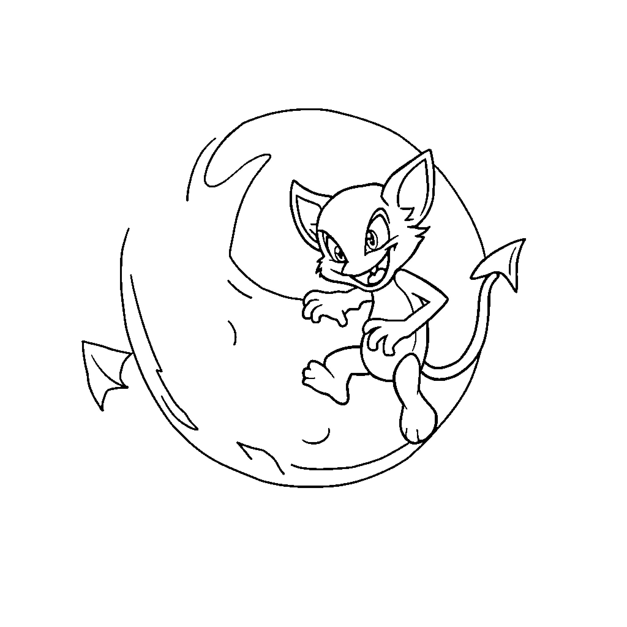 Yin Yang Playful Cat Silhouette Coloring Page (free black-and-white line drawing printable PDF for all, from beginners to advanced learners, including children, teens, adults, and seniors)