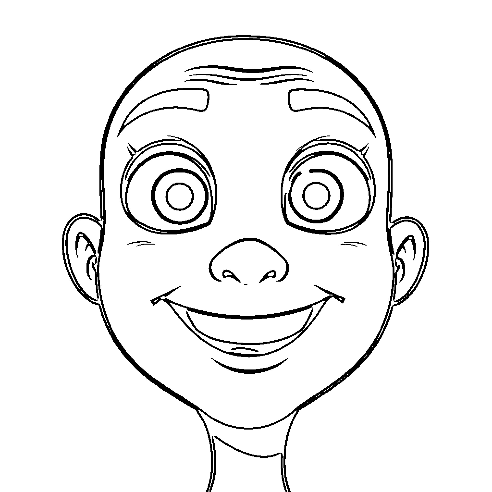 Avatar with a joyful expression and big eyes Coloring Page (free black-and-white line drawing printable PDF for all, from beginners to advanced learners, including children, teens, adults, and seniors)