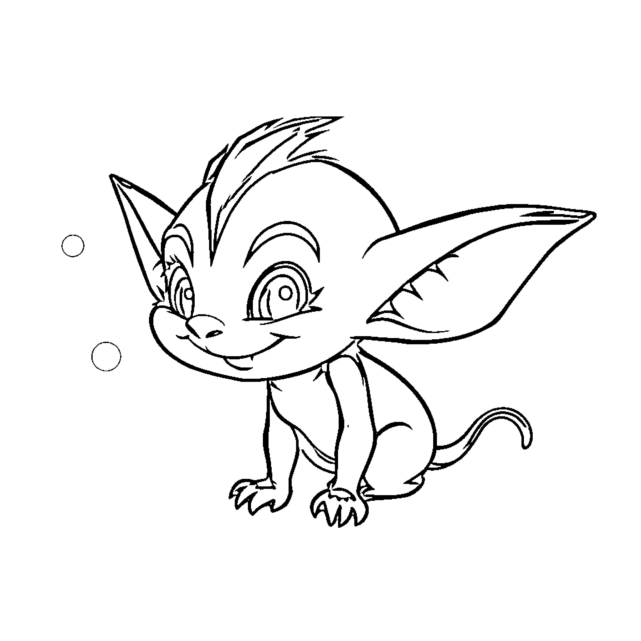 Diabito the Playful Creature Coloring Page (free black-and-white line drawing printable PDF for all, from beginners to advanced learners, including children, teens, adults, and seniors)