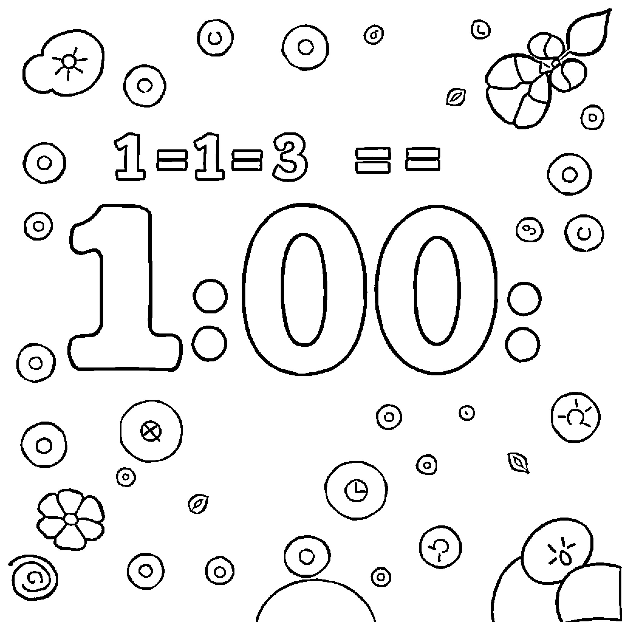 Math Problem Involving Flowers and Numbers Coloring Page (free black-and-white line drawing printable PDF for all, from beginners to advanced learners, including children, teens, adults, and seniors)
