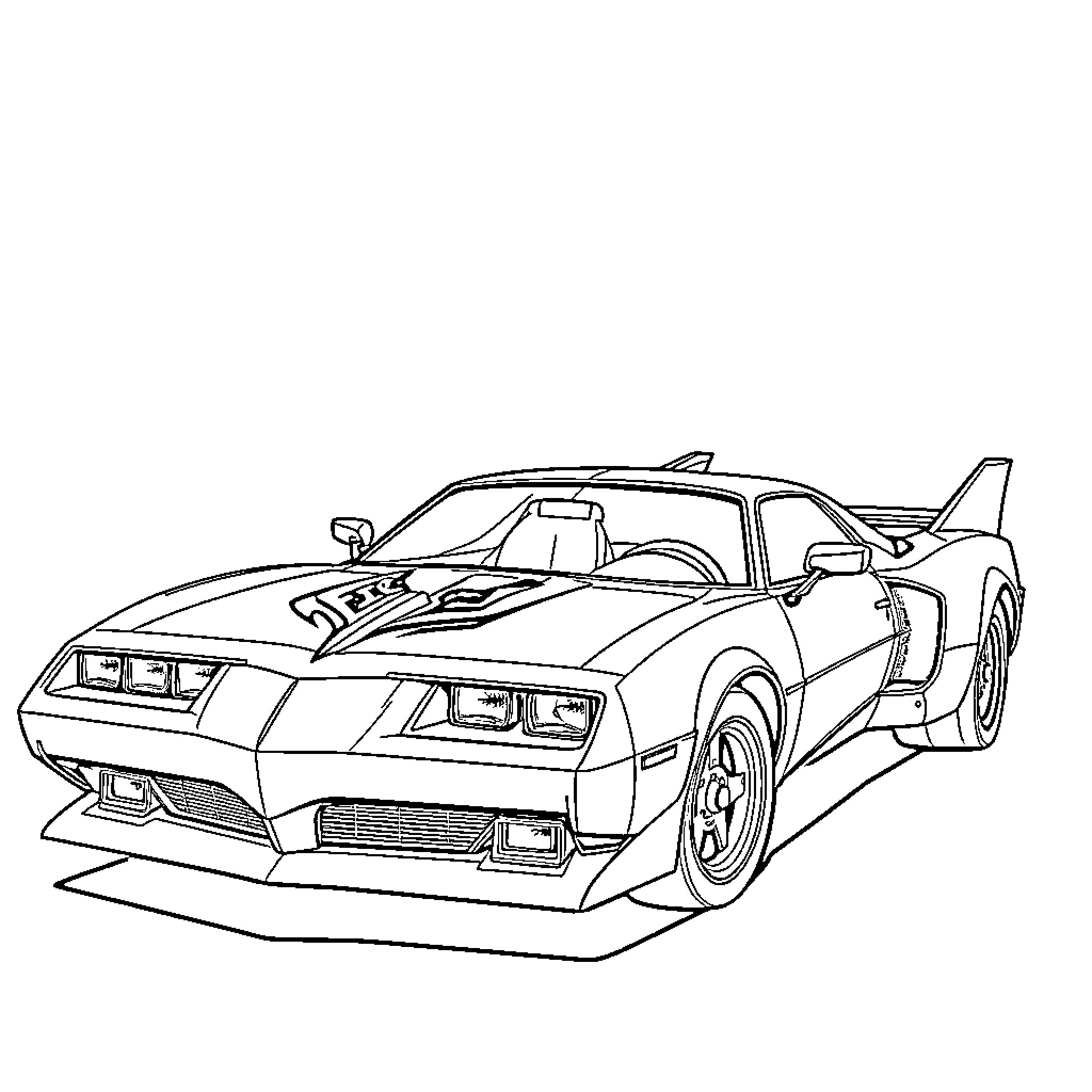 Batmobile taking sharp turn in action-packed scene Coloring Page (free black-and-white line drawing printable PDF for all, from beginners to advanced learners, including children, teens, adults, and seniors)