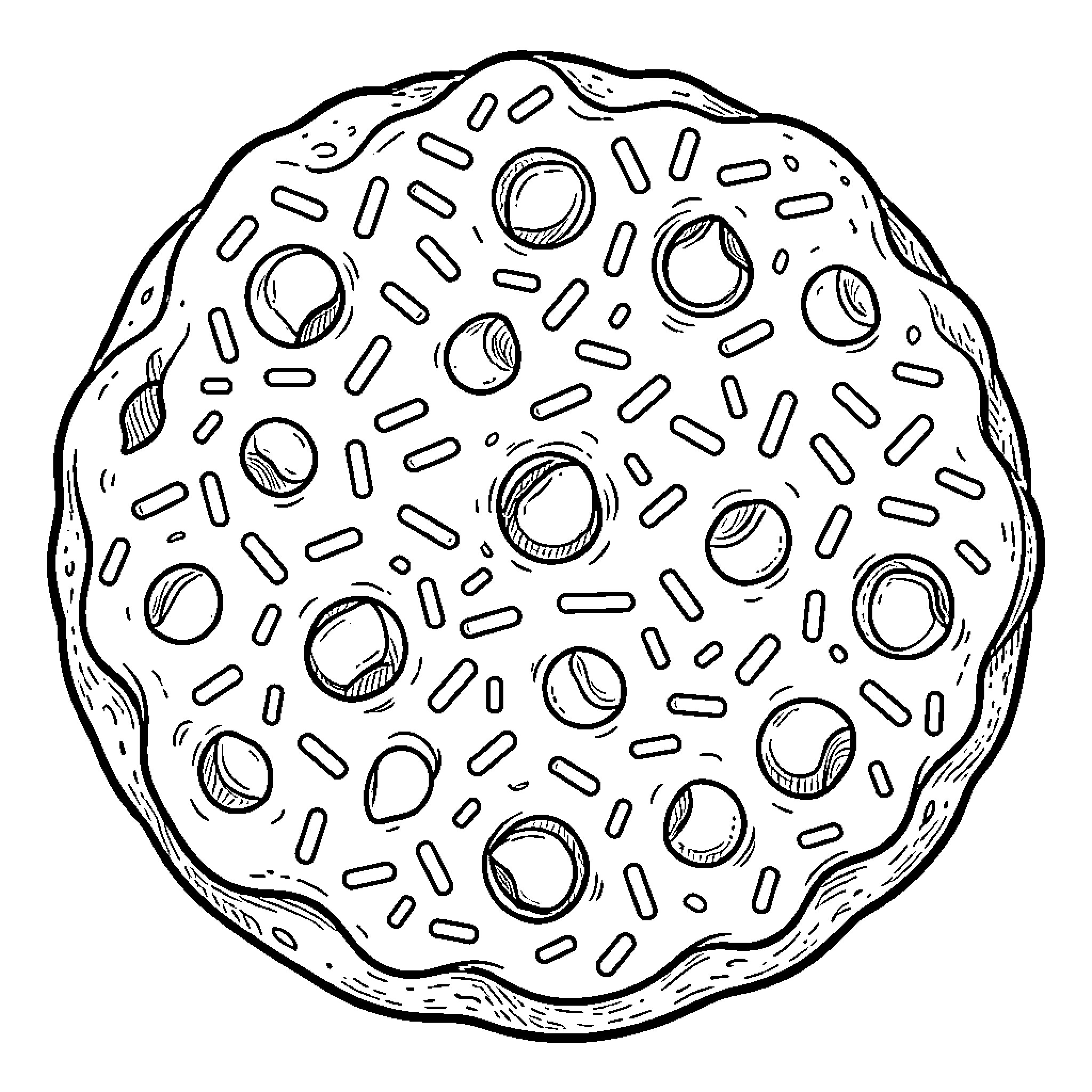 Cookie with intricate dotted design Coloring Page (free black-and-white line drawing printable PDF for all, from beginners to advanced learners, including children, teens, adults, and seniors)