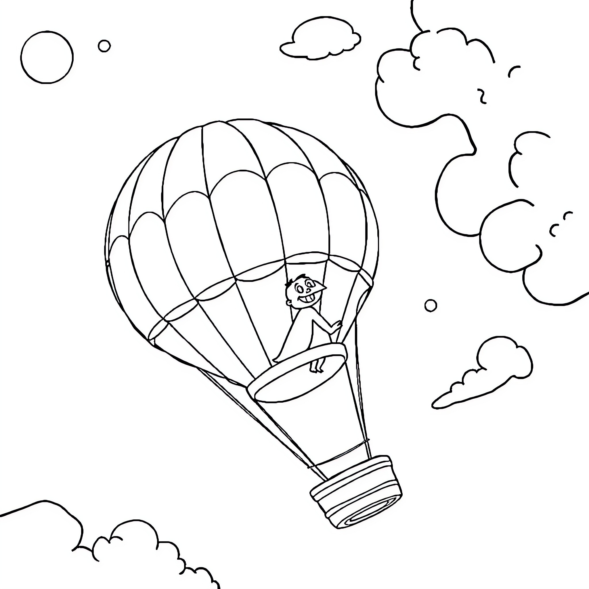 Bulbizarre enjoying a hot air balloon ride Coloring Page (free black-and-white line drawing printable PDF for all, from beginners to advanced learners, including children, teens, adults, and seniors)