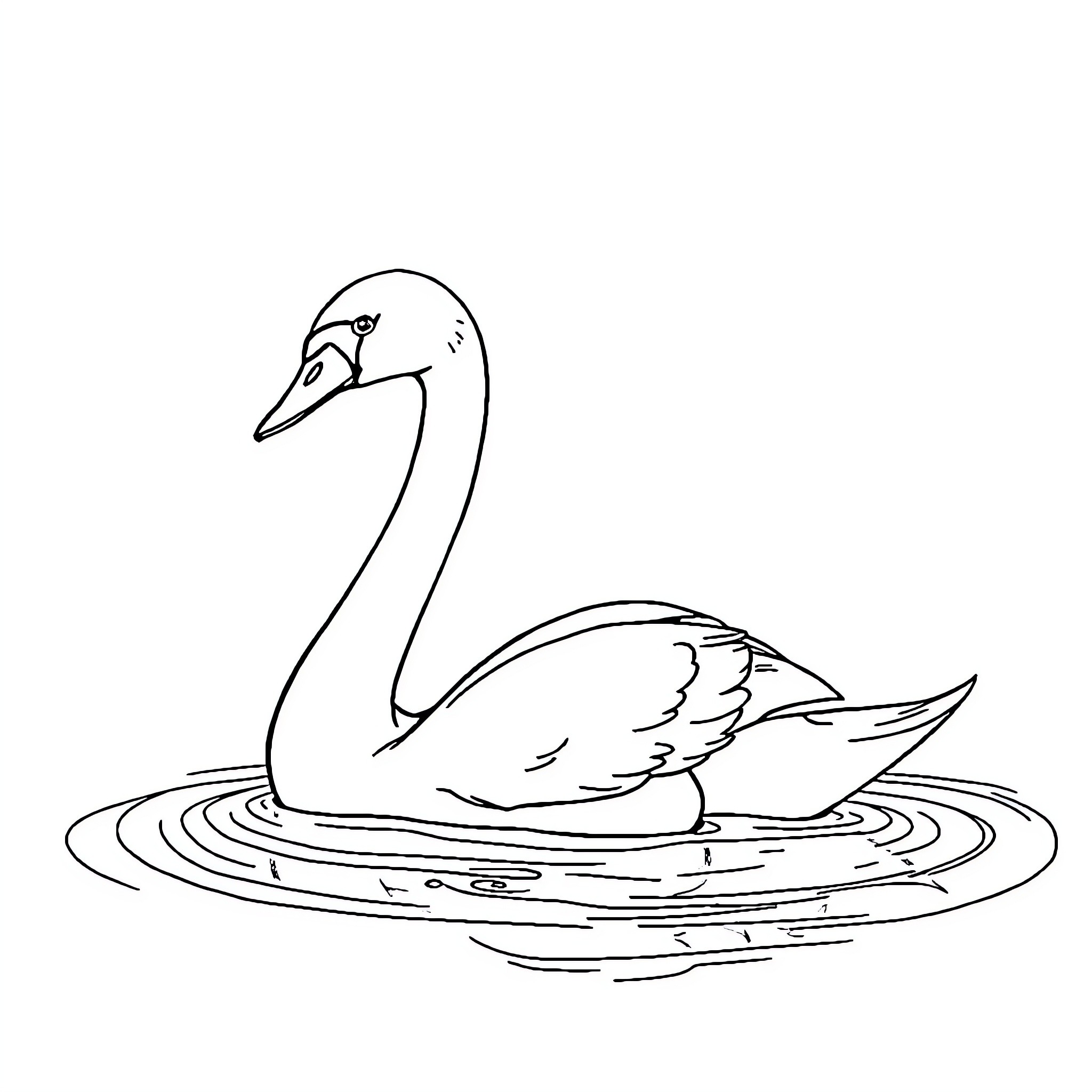 Goose swimming gracefully on the water Coloring Page (free black-and-white line drawing printable PDF for all, from beginners to advanced learners, including children, teens, adults, and seniors)
