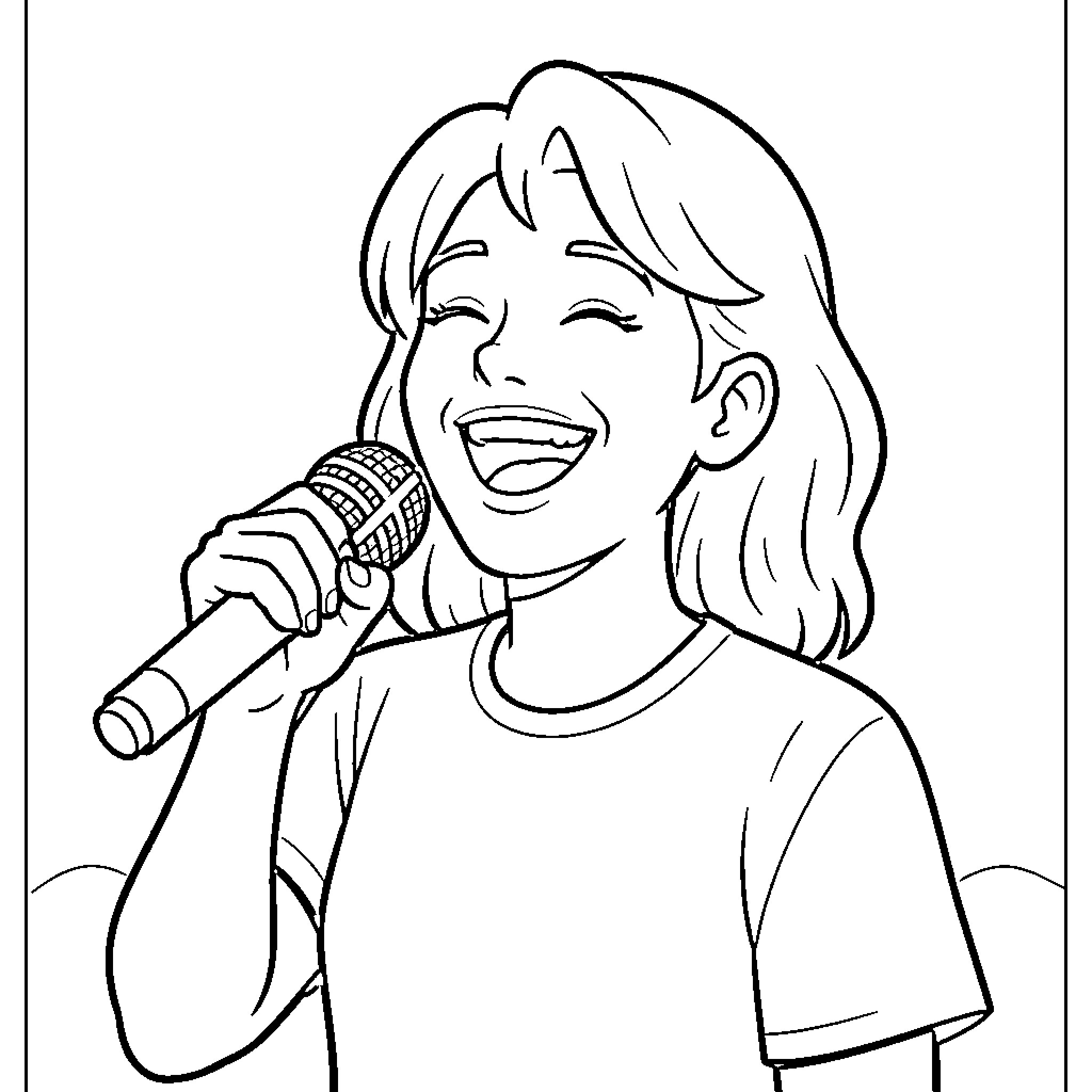 Song of Joyful Singing Coloring Page (free black-and-white line drawing printable PDF for all, from beginners to advanced learners, including children, teens, adults, and seniors)