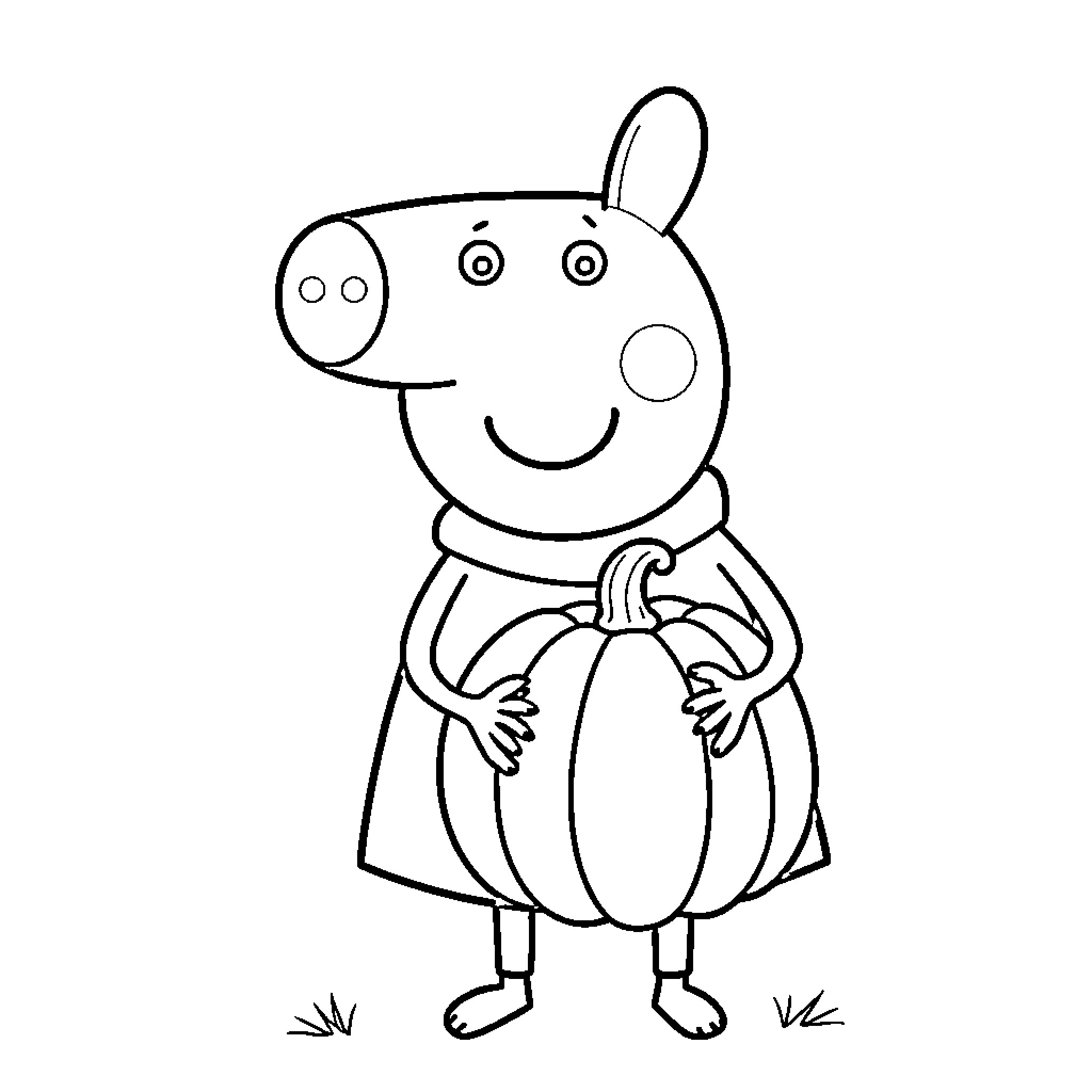 Pumpkin carrying a large pumpkin Coloring Page (free black-and-white line drawing printable PDF for all, from beginners to advanced learners, including children, teens, adults, and seniors)
