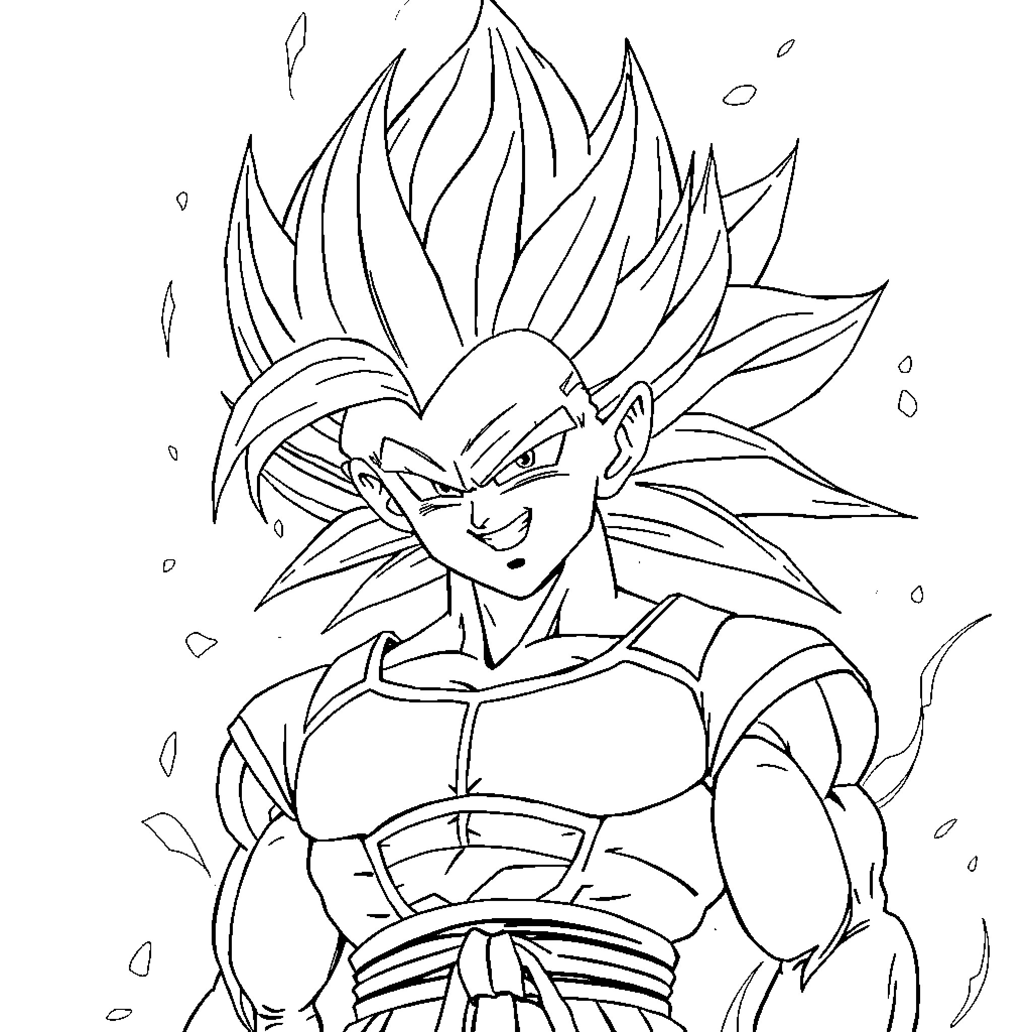 Vegeta's intense battle transformation Coloring Page (free black-and-white line drawing printable PDF for all, from beginners to advanced learners, including children, teens, adults, and seniors)
