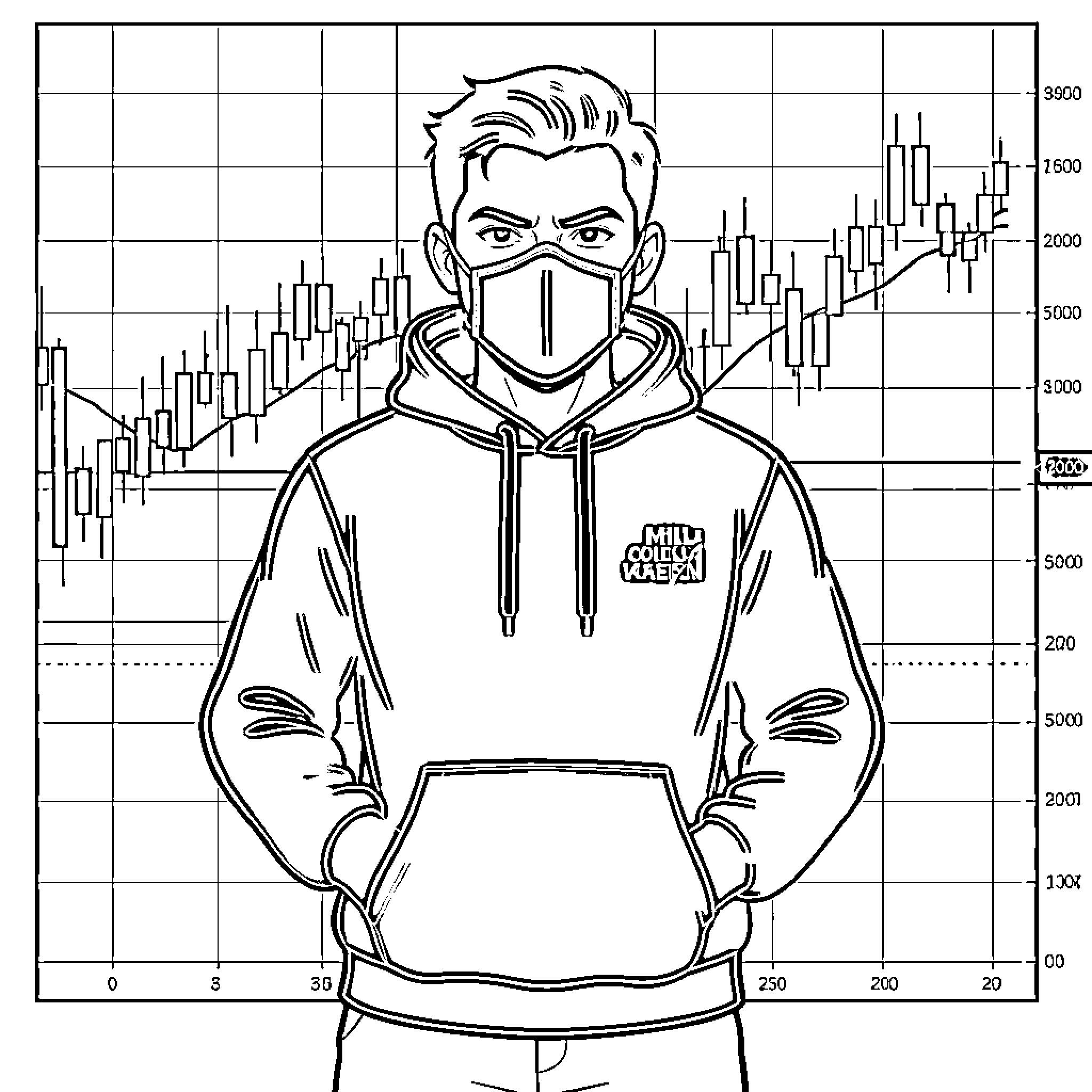 Trader analyzing stock market data on charts Coloring Page (free black-and-white line drawing printable PDF for all, from beginners to advanced learners, including children, teens, adults, and seniors)