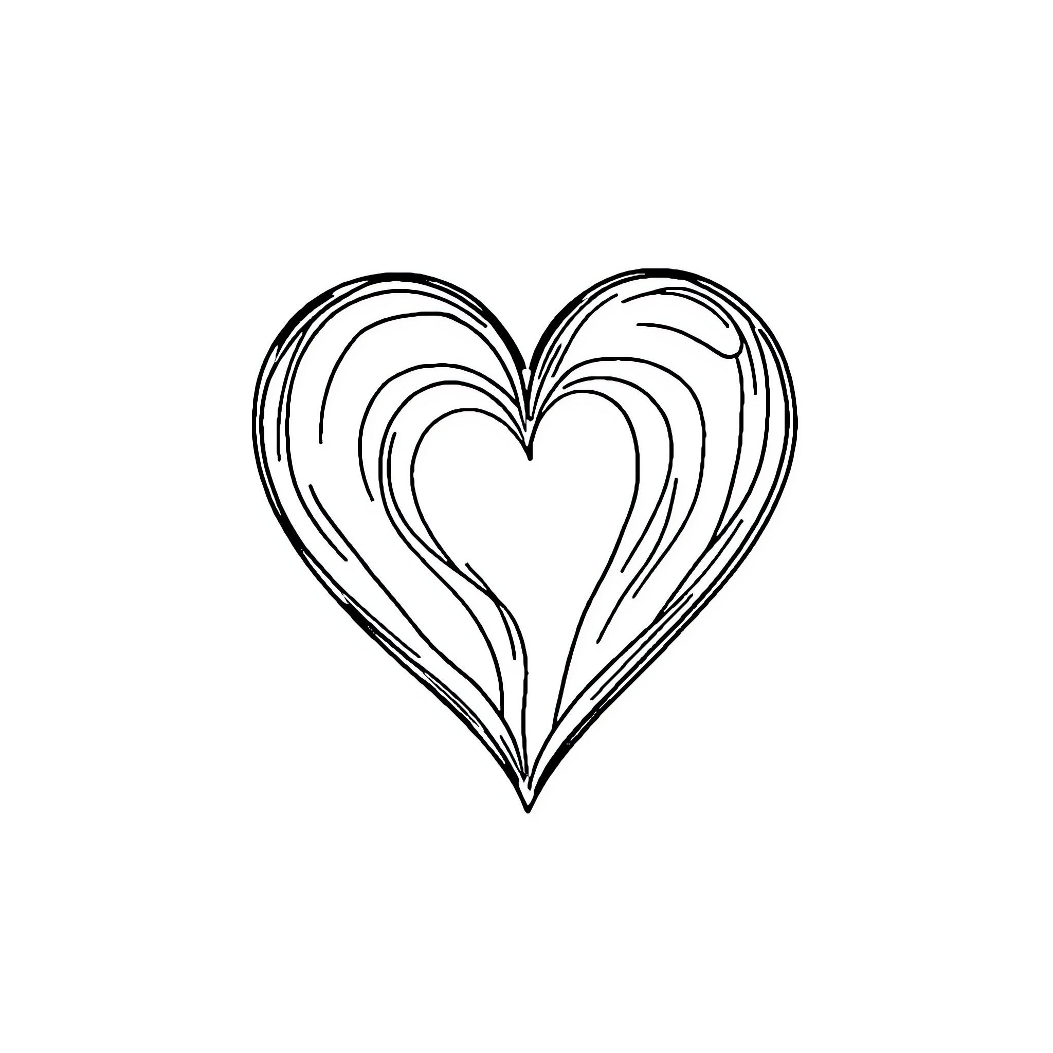 Heart Shaped Abstract Artwork Coloring Page (free black-and-white line drawing printable PDF for all, from beginners to advanced learners, including children, teens, adults, and seniors)