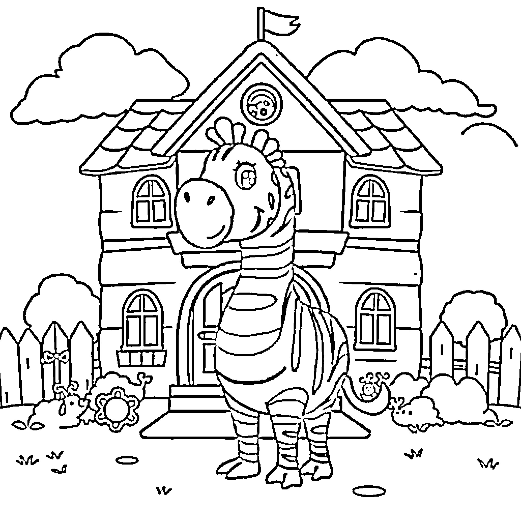 Beaver Standing Proudly Outside its Woodland Home Coloring Page (free black-and-white line drawing printable PDF for all, from beginners to advanced learners, including children, teens, adults, and seniors)