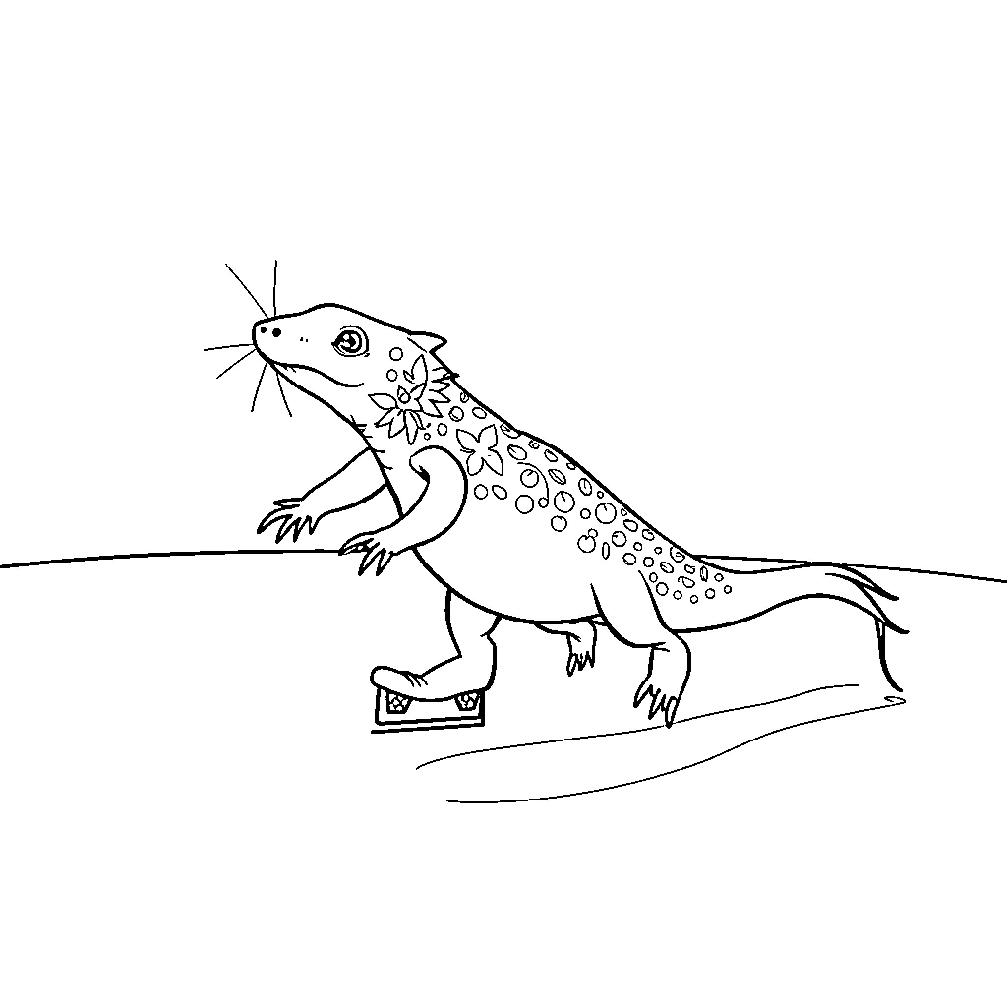 Axolotl exploring the outdoors Coloring Page (free black-and-white line drawing printable PDF for all, from beginners to advanced learners, including children, teens, adults, and seniors)