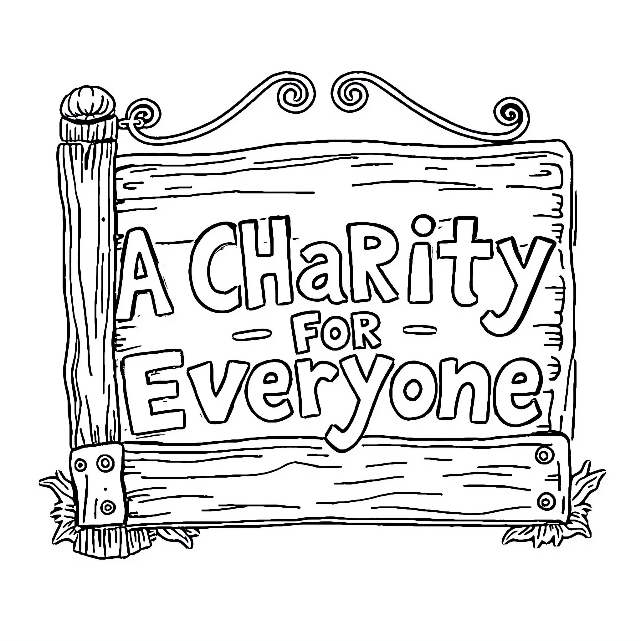Charity for Everyone Coloring Page (free black-and-white line drawing printable PDF for all, from beginners to advanced learners, including children, teens, adults, and seniors)