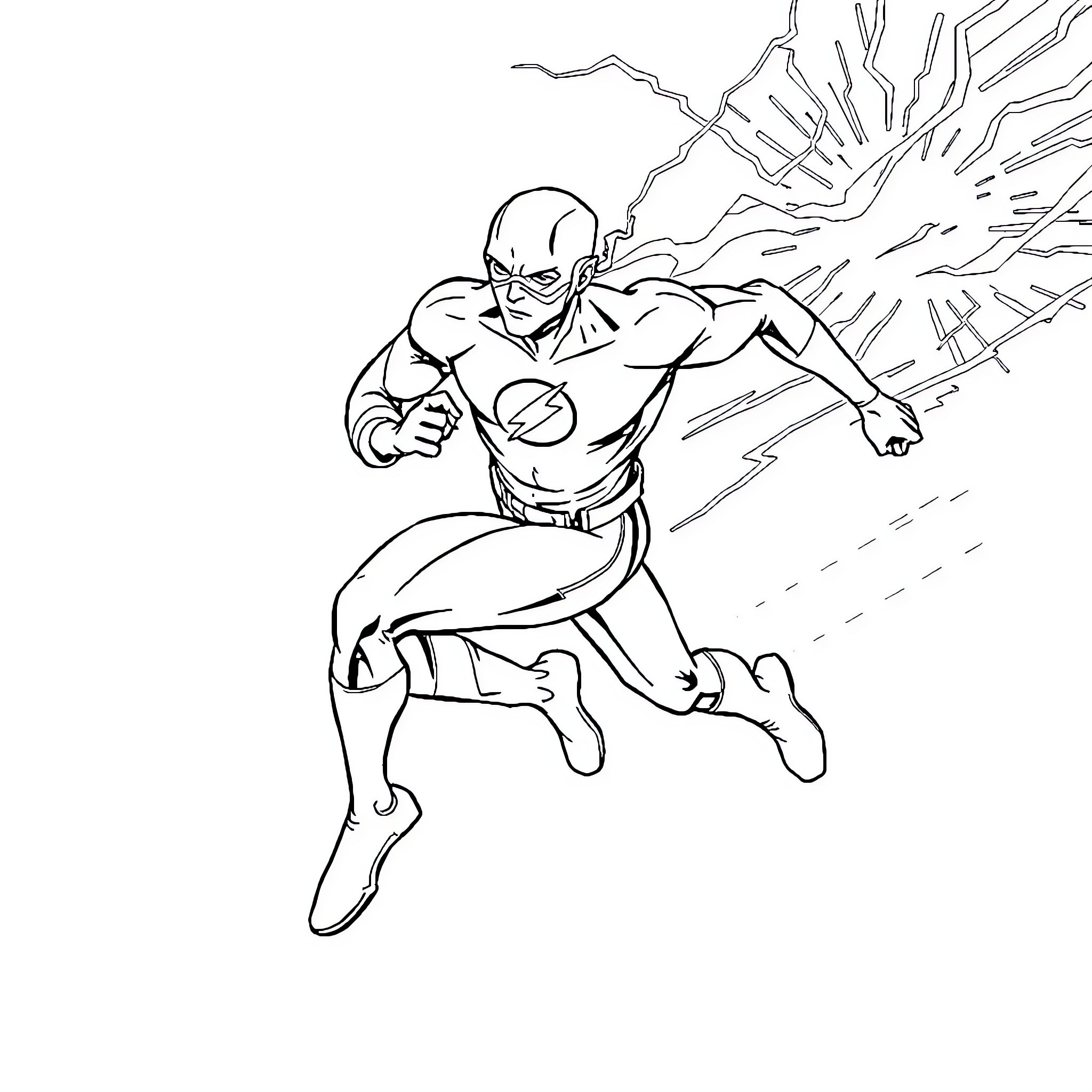 Flash Charging Heroically Through the Storm Coloring Page (free black-and-white line drawing printable PDF for all, from beginners to advanced learners, including children, teens, adults, and seniors)
