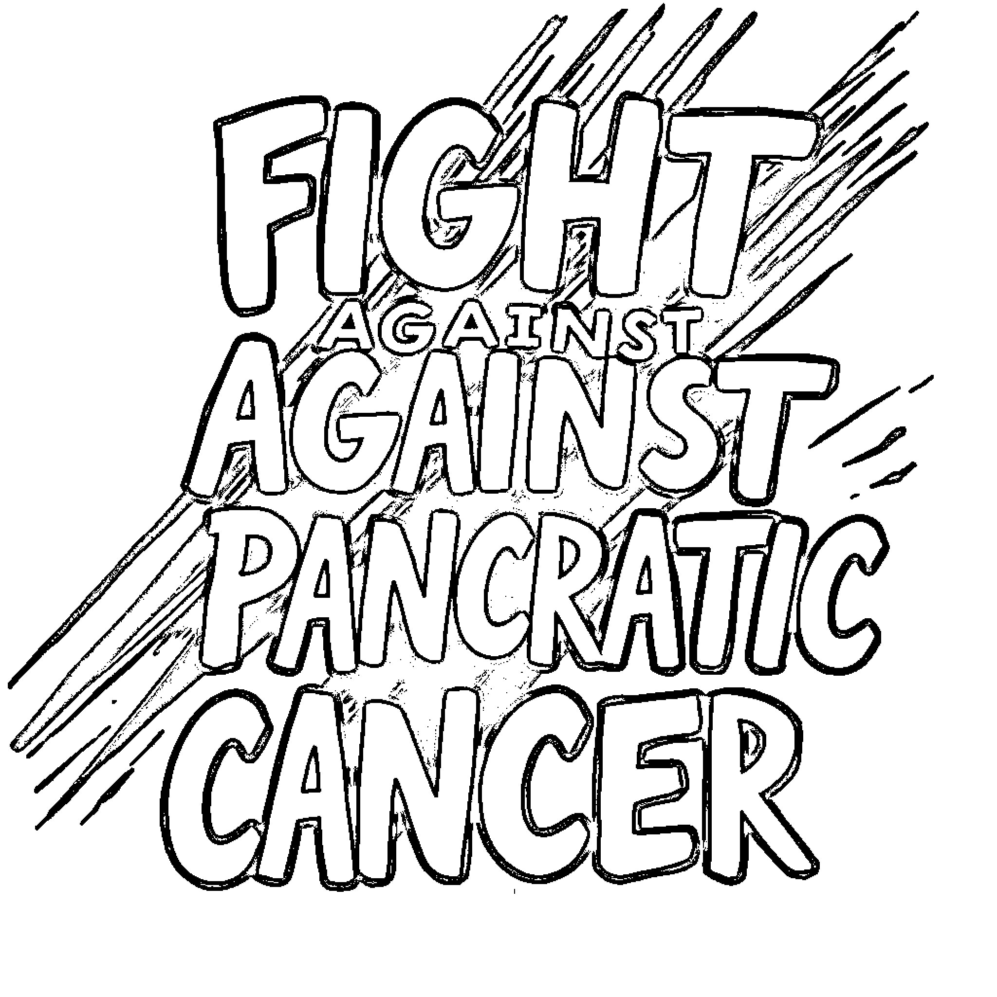 Pancreatic Cancer: Fight Against the Adversary Coloring Page (free black-and-white line drawing printable PDF for all, from beginners to advanced learners, including children, teens, adults, and seniors)