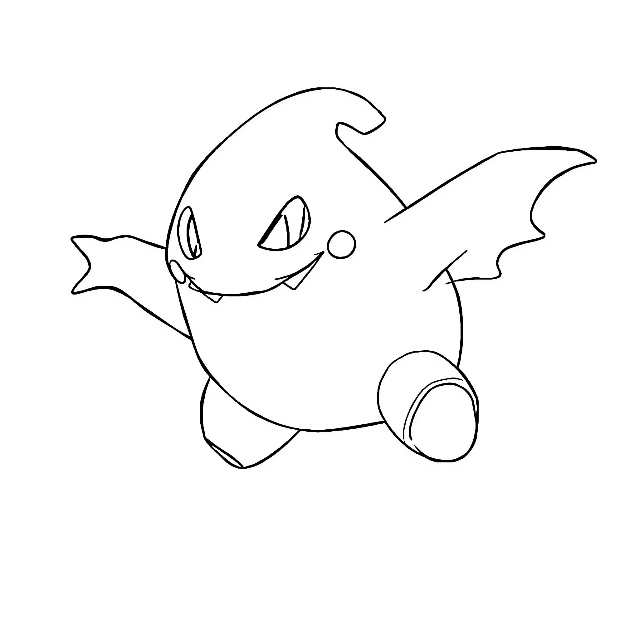 Haunter playfully floating in the air Coloring Page (free black-and-white line drawing printable PDF for all, from beginners to advanced learners, including children, teens, adults, and seniors)